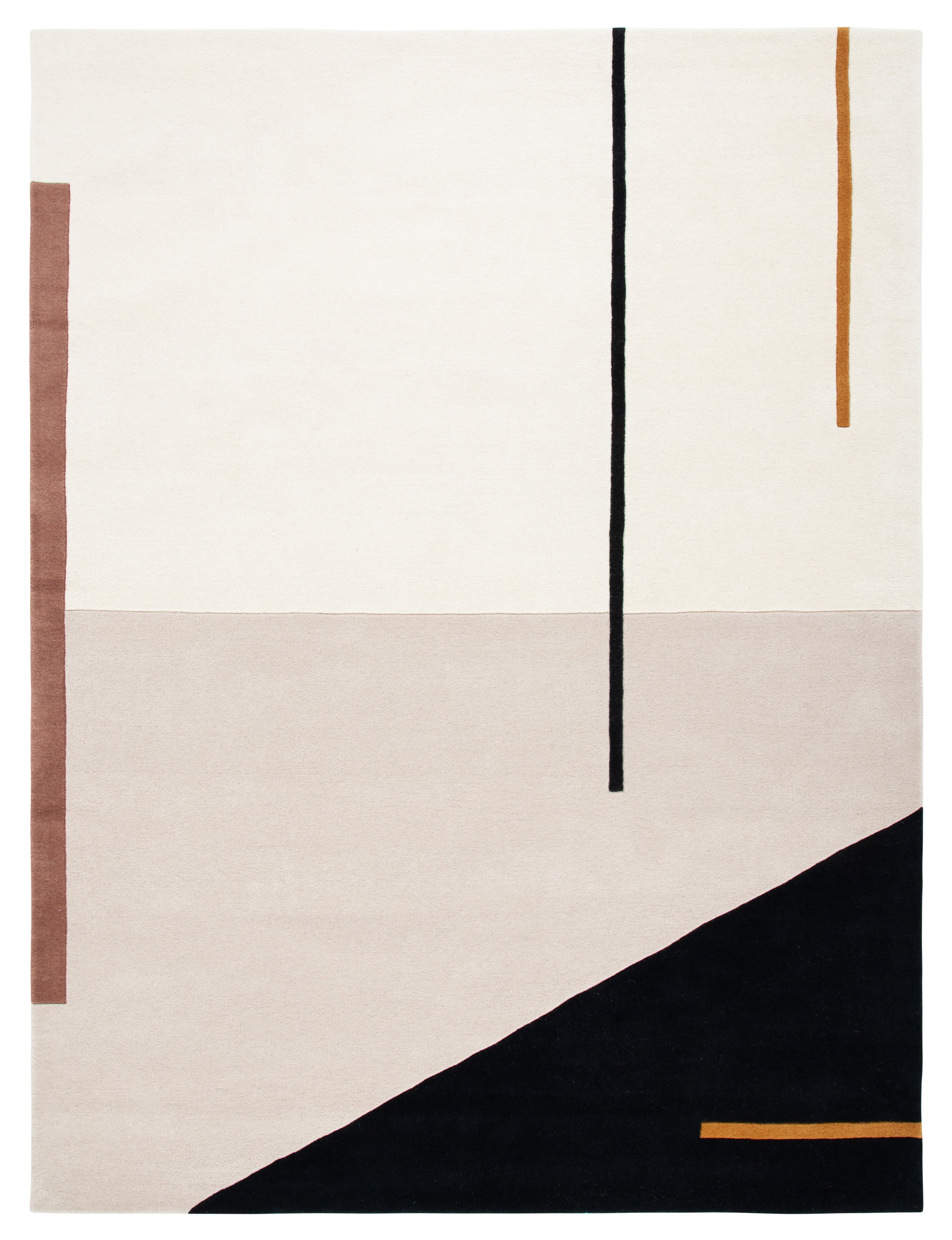 Handmade Tufted Wool Rectangular Black Abstract Area Rug 68x22