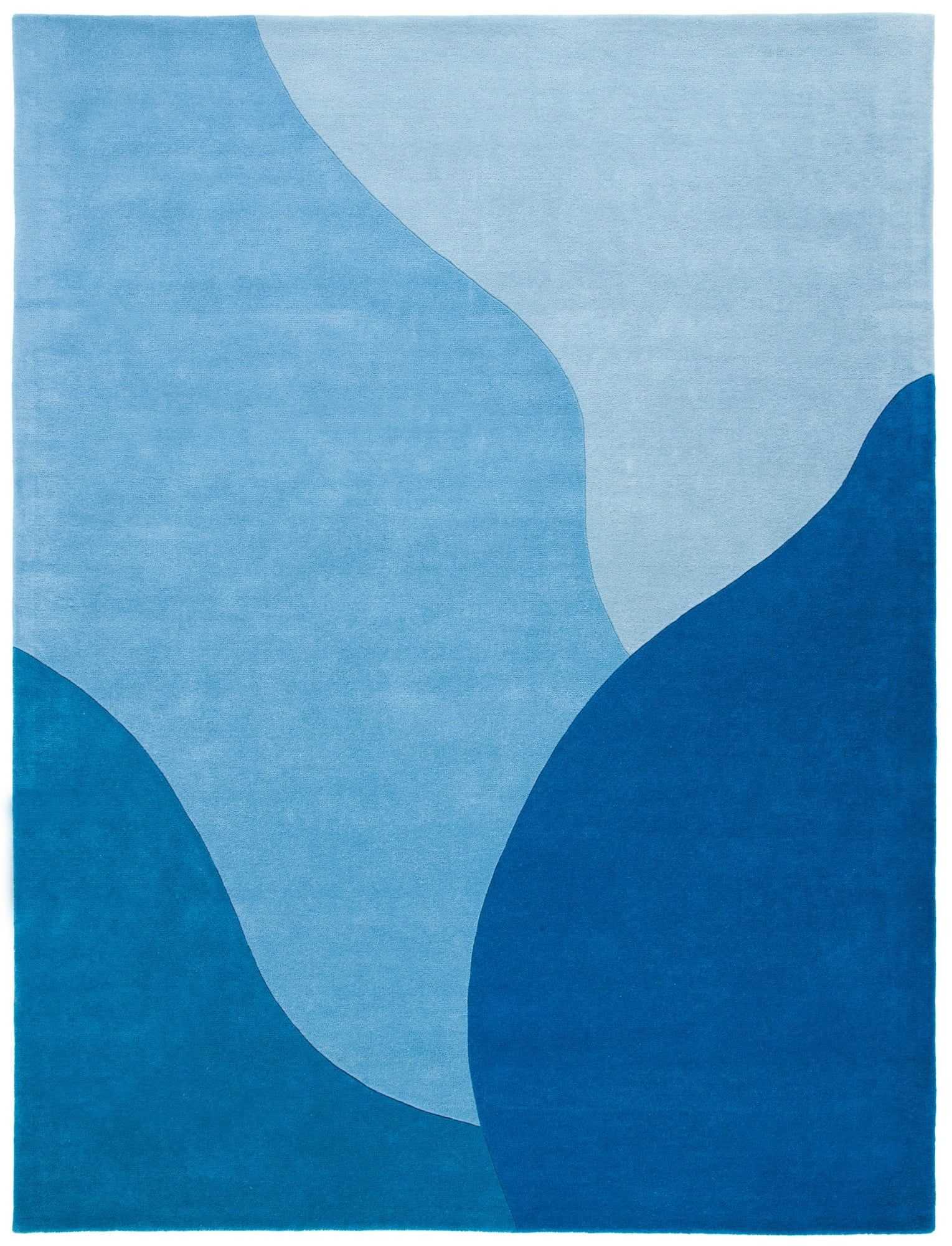 Artisan Tufted Blue Abstract Wool Rectangular Rug 10' x 14'