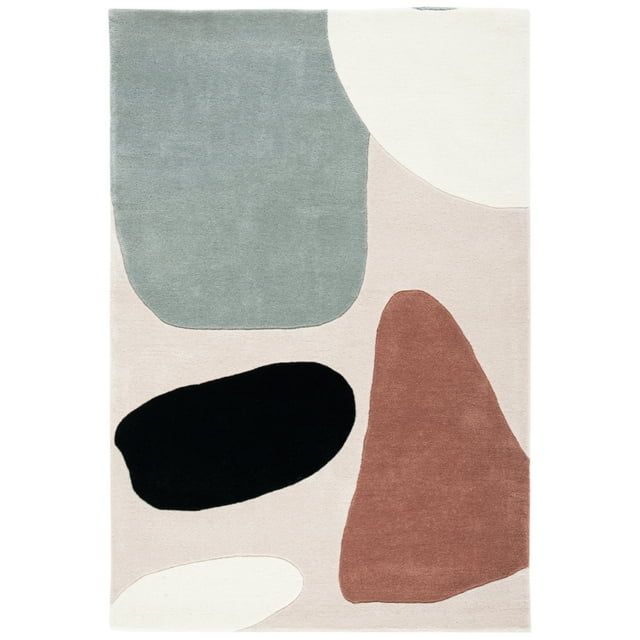 Handmade Black and White Tufted Wool Silk Round Rug