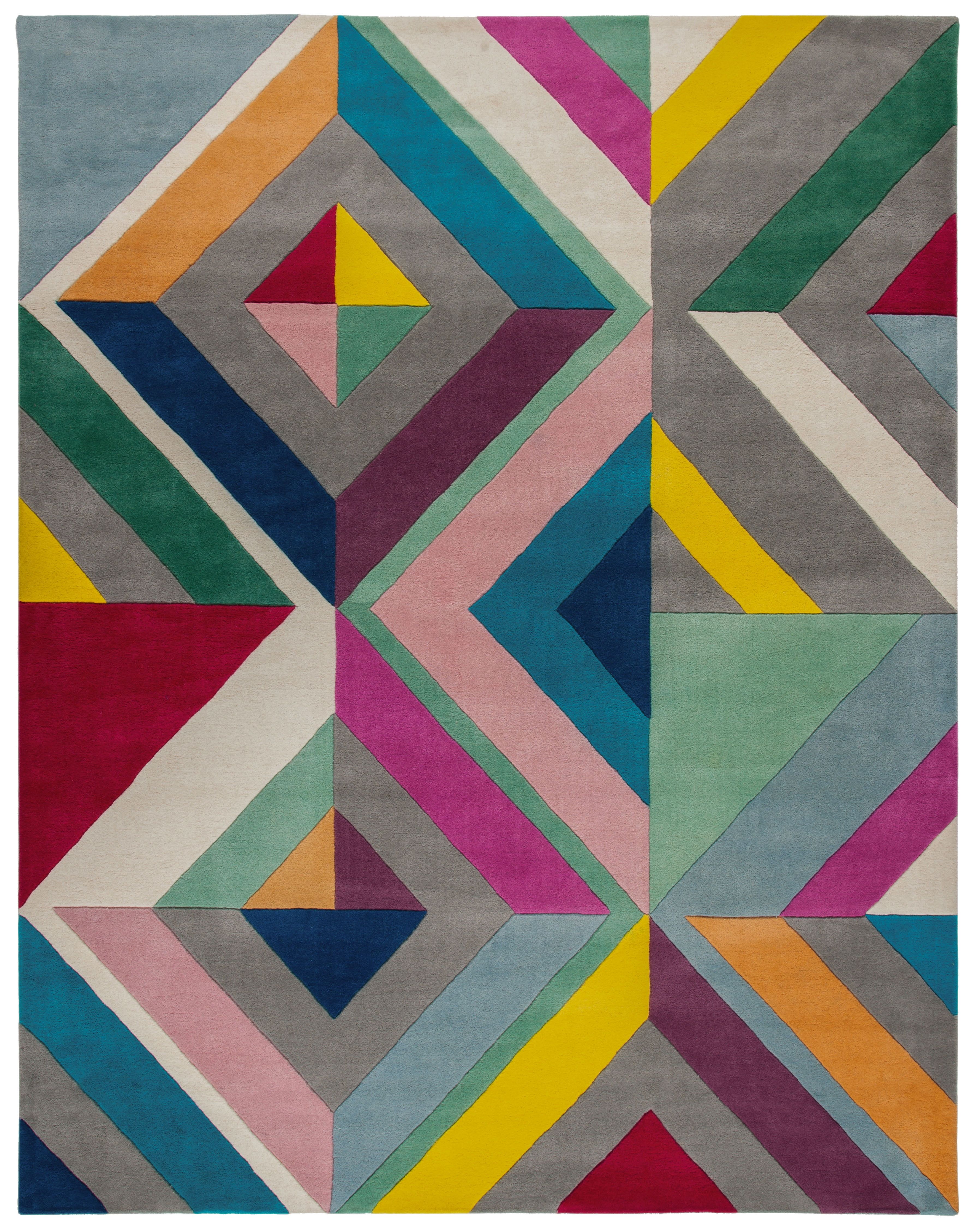 Gray Multicolor Wool Geometric Area Rug, 11' x 15'