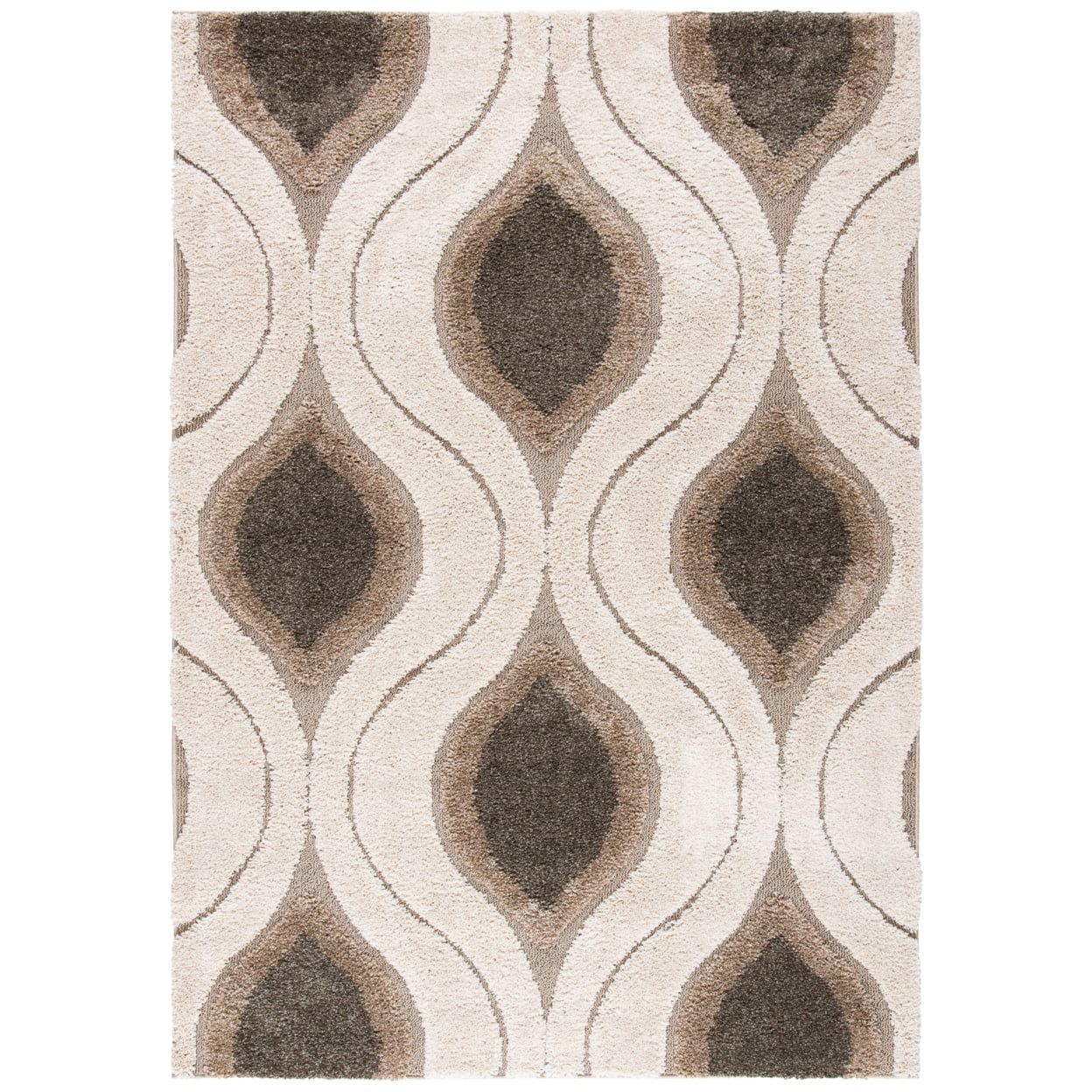 Gray Geometric Tufted Shag Area Rug, 8'6" x 12'