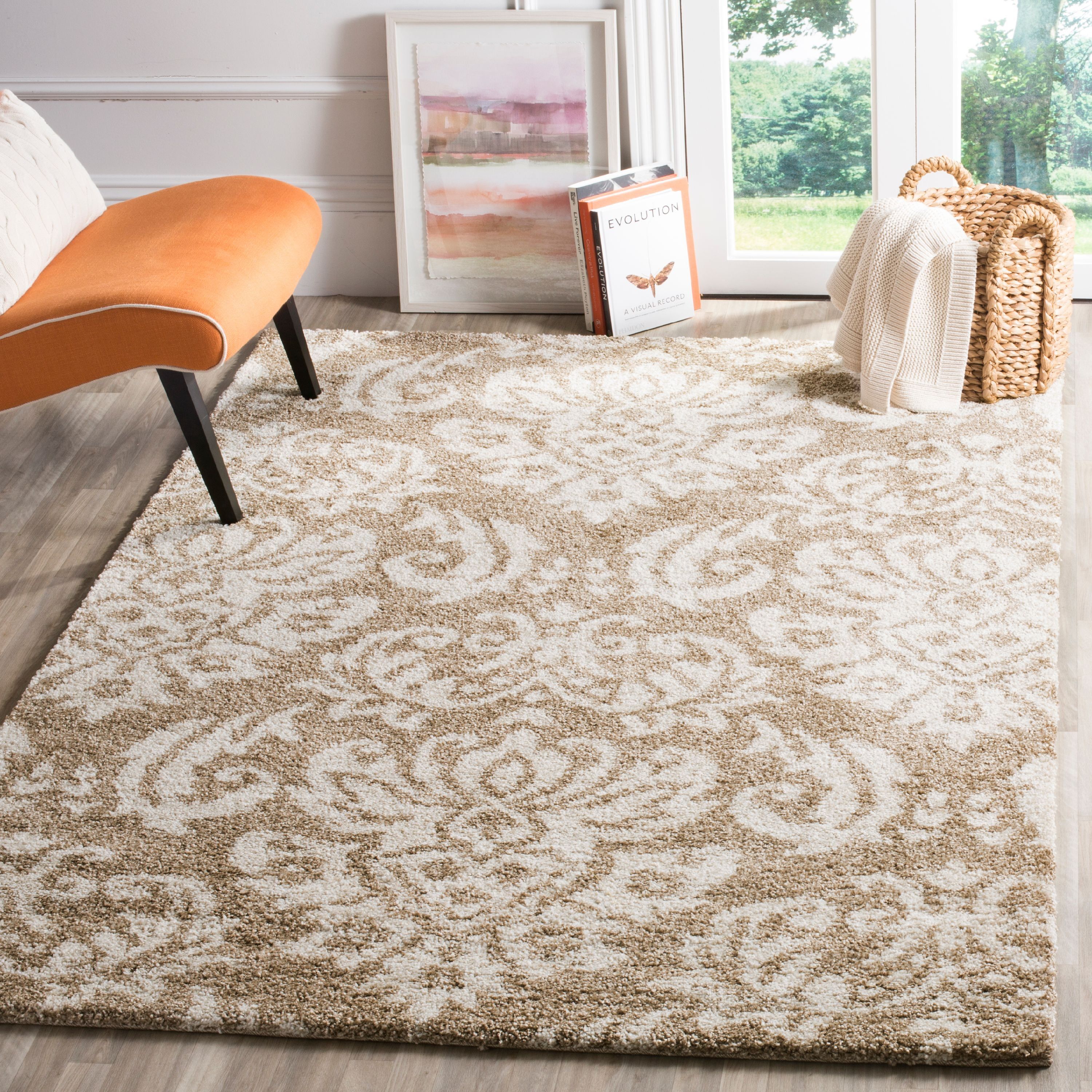 Cozy Comfort Cream 9' x 12' Rectangular Shag Area Rug