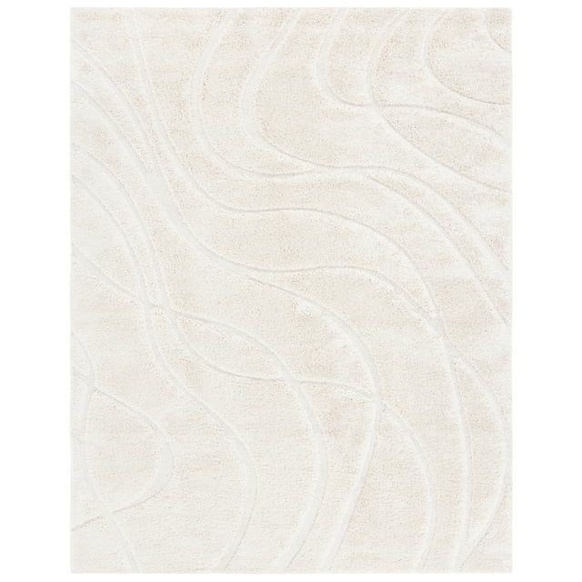Cream 8' x 10' Sculpted High-Low Pile Shag Area Rug