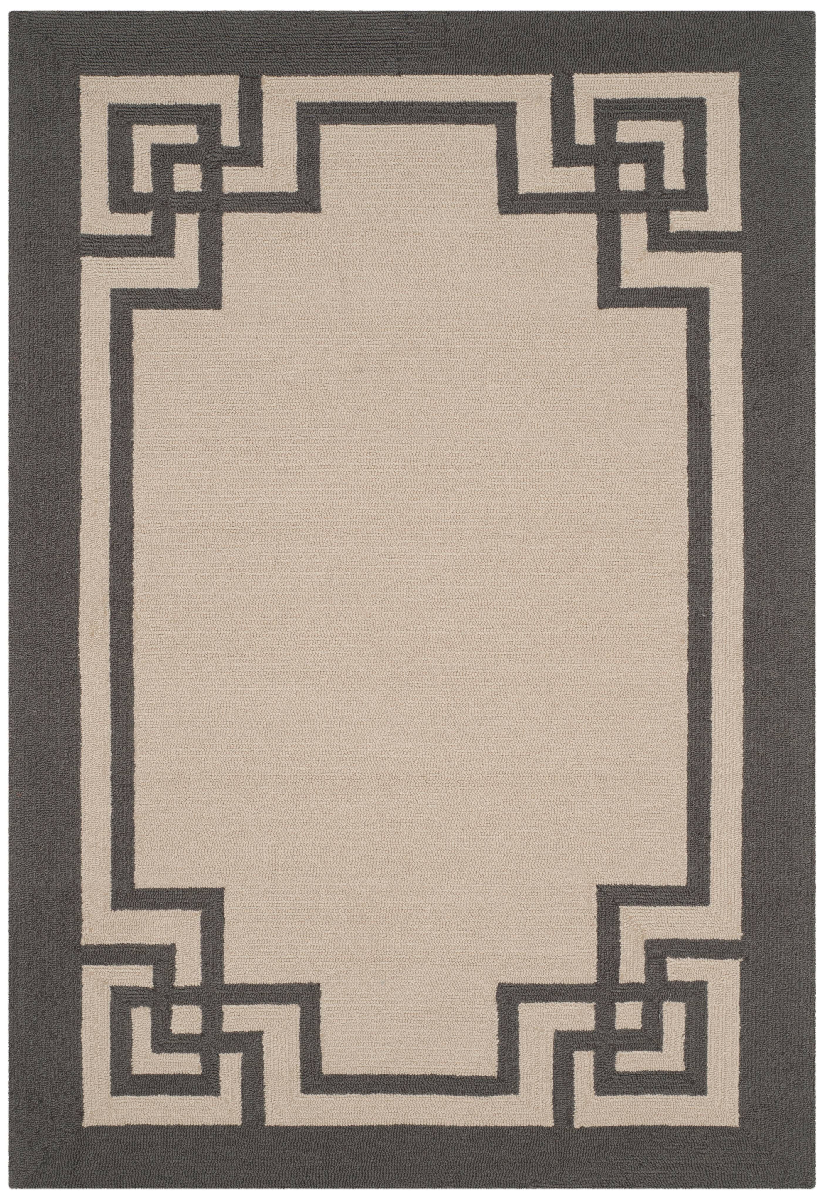 Ivory and Charcoal Rectangular Synthetic Floral Area Rug, 5' x 8'