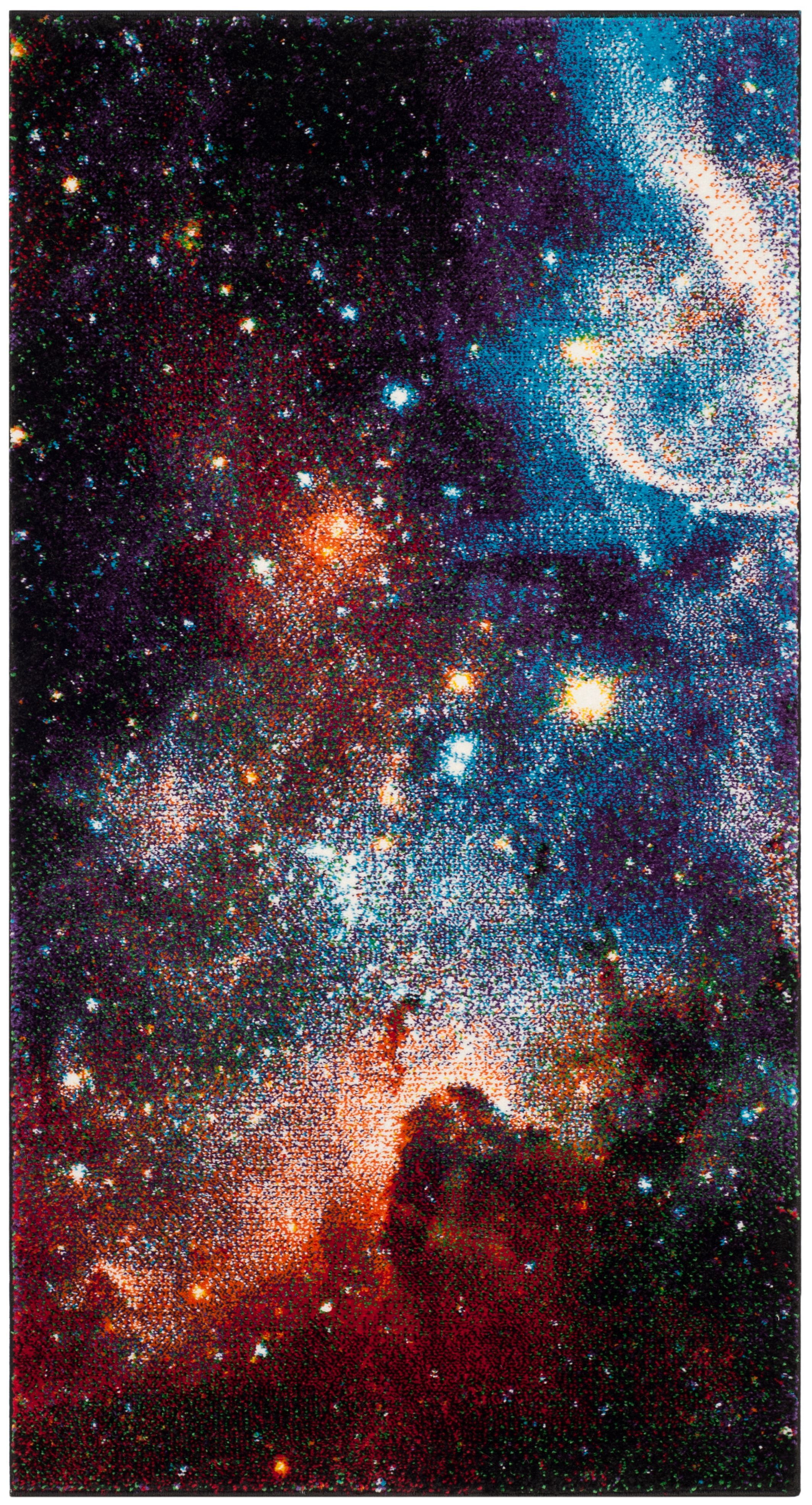 Celestial Charm Multicolor Abstract Synthetic 2'3" x 4' Area Rug