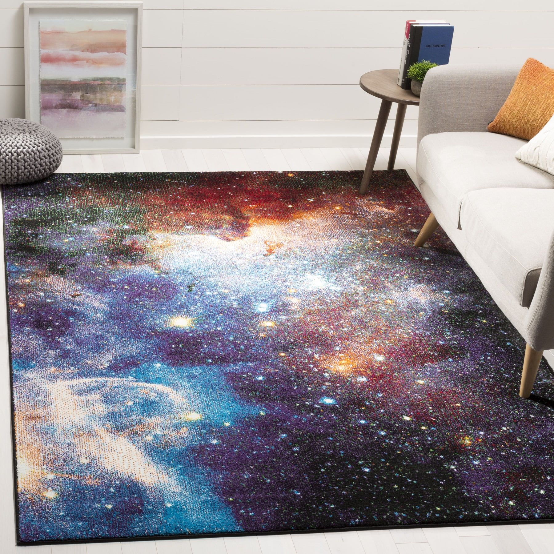 Galaxy Purple and Multicolor Abstract Area Rug, 9' x 12'