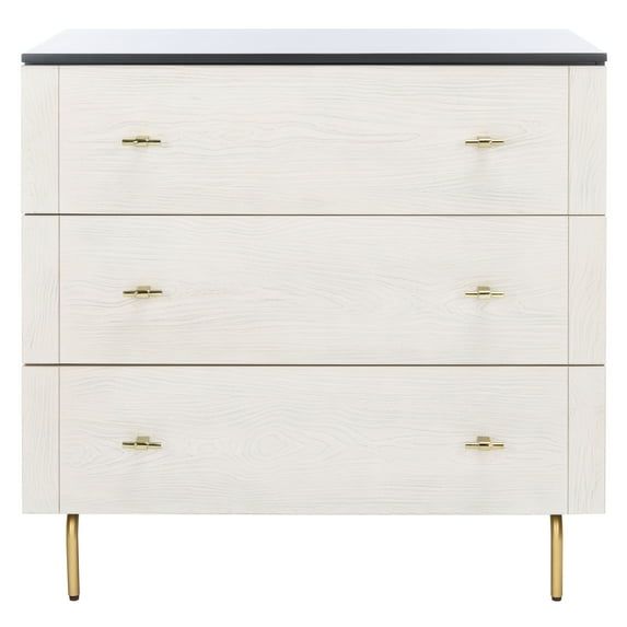 Genevieve Mid-Century Black and White Washed 3-Drawer Dresser