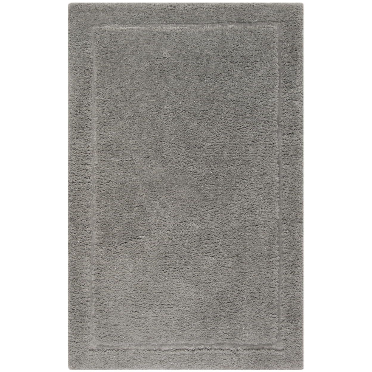 Hand-Tufted Gray Shag Rug in Wool & Viscose Blend, 5' x 8'