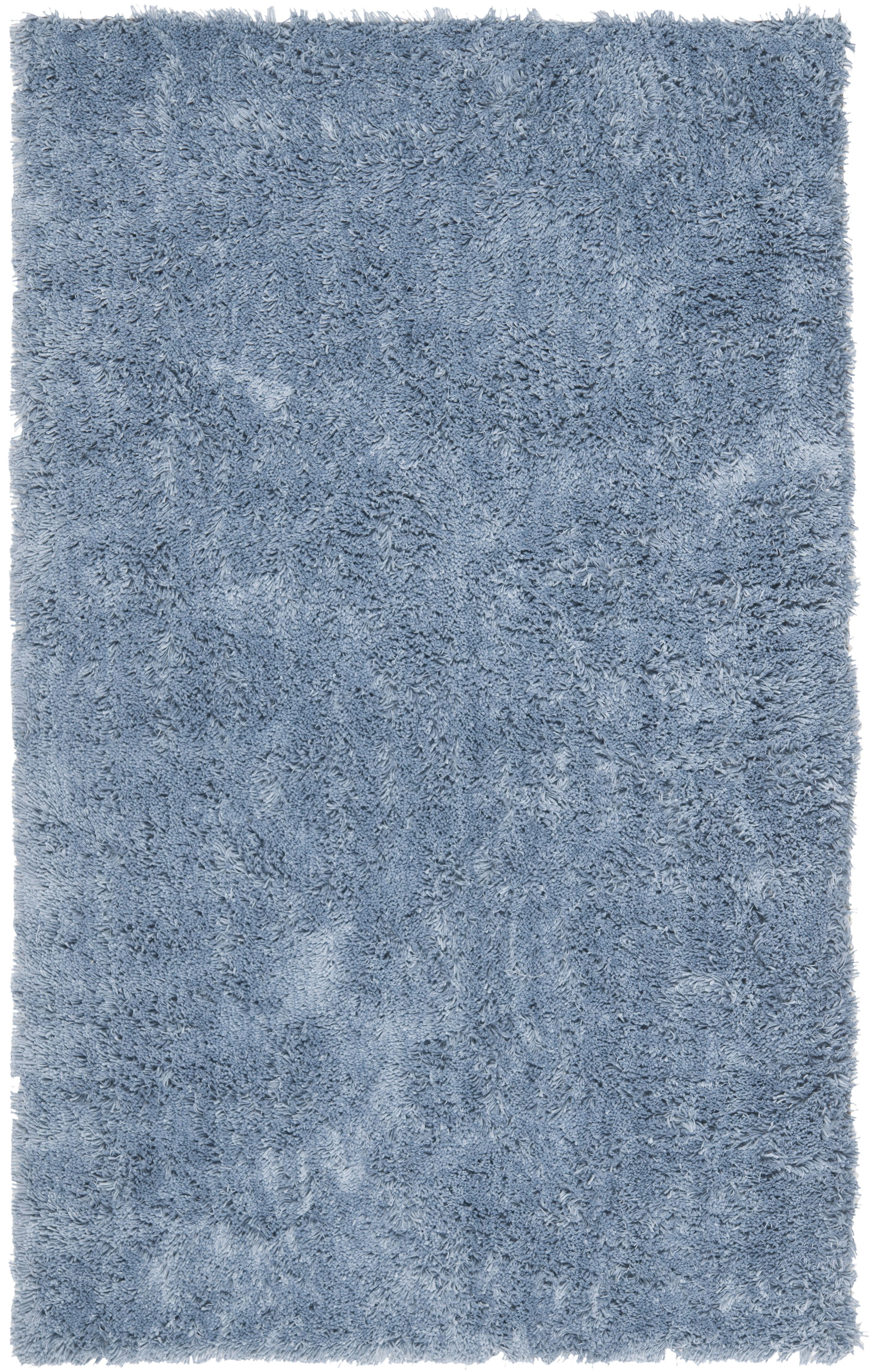 Light Blue Hand-Tufted Shag Wool Area Rug 2'6" x 4'