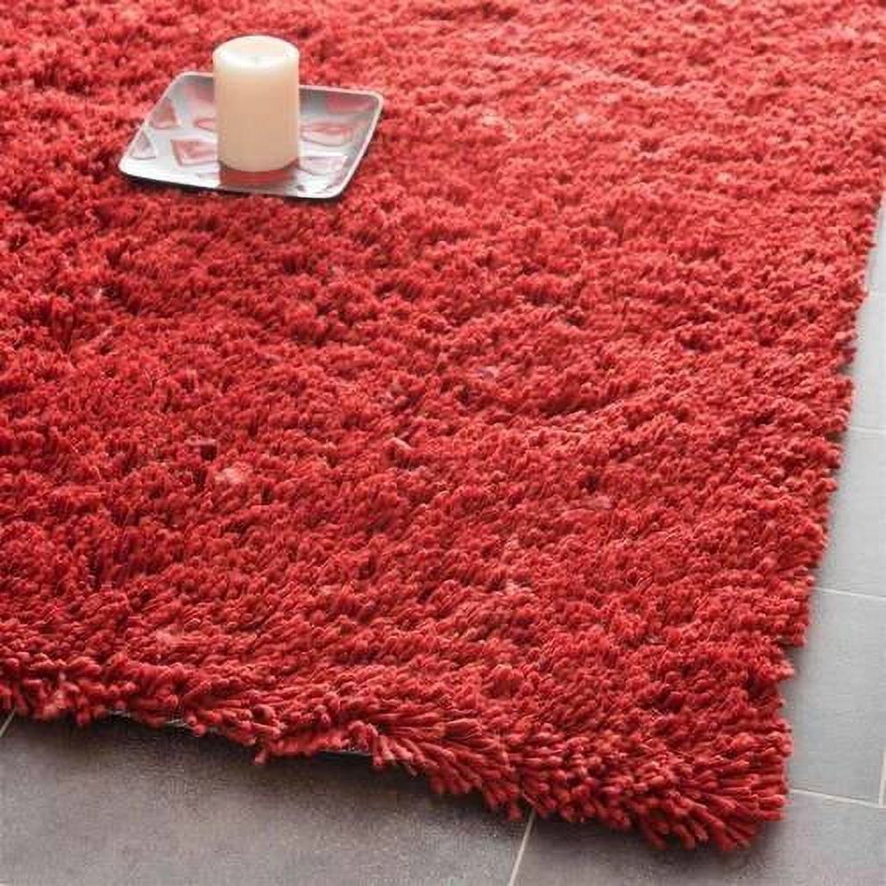 Rust Hand-Tufted Synthetic Shag Area Rug 3' x 5'