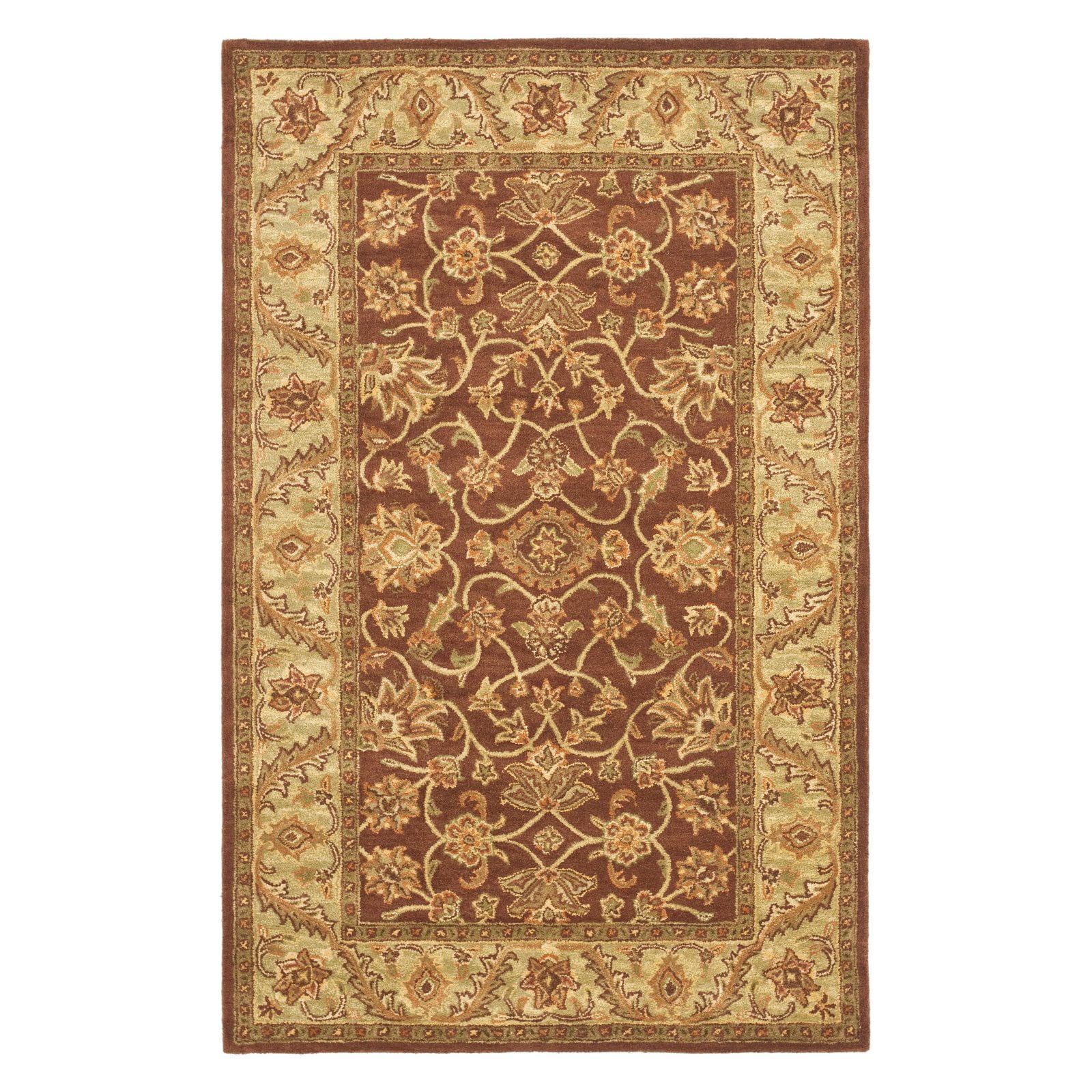 Rust and Green Handmade Wool Tufted Area Rug, 9'6" x 13'6"