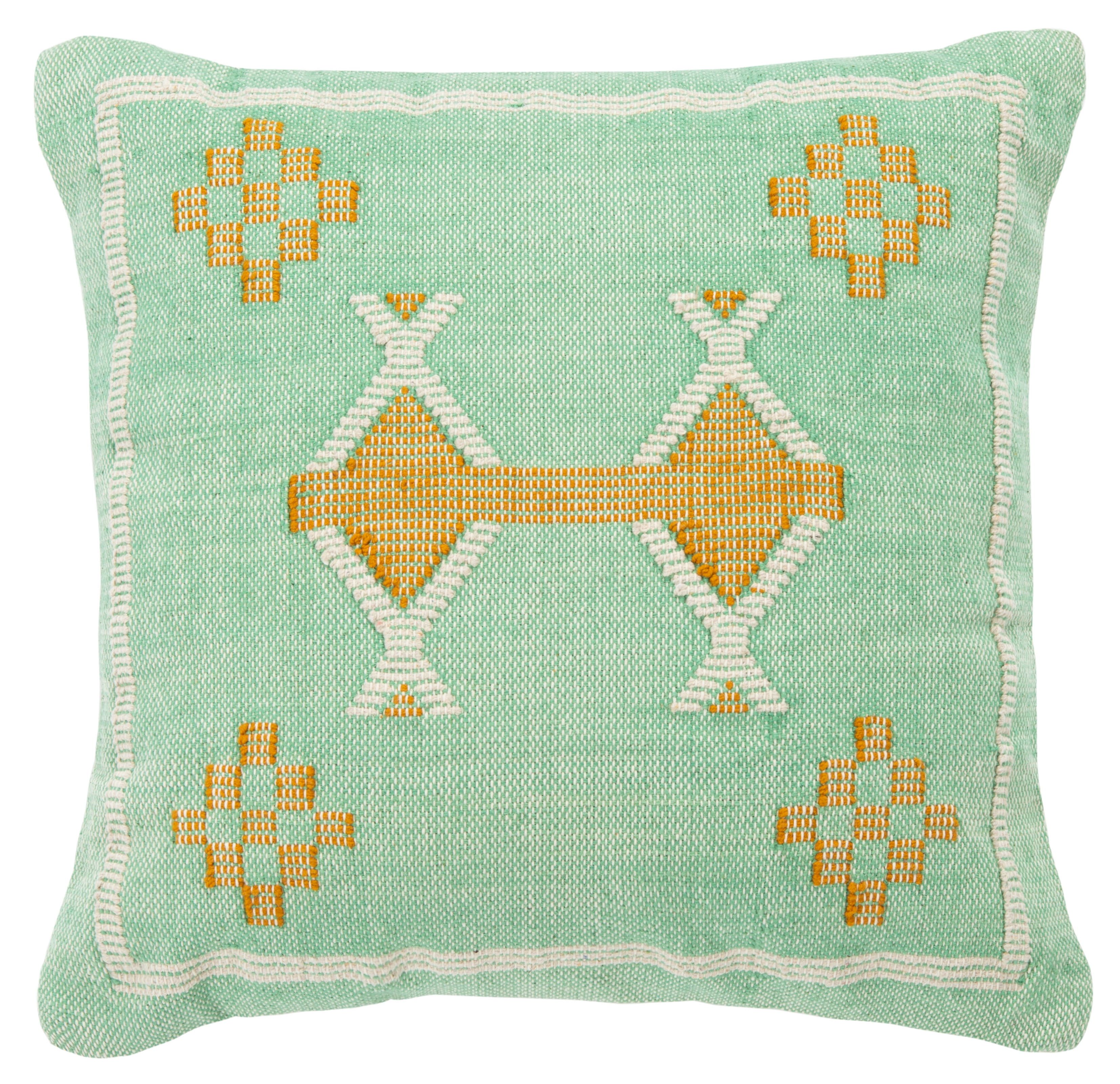 Teal and Gold Cotton Bohemian Square Throw Pillow