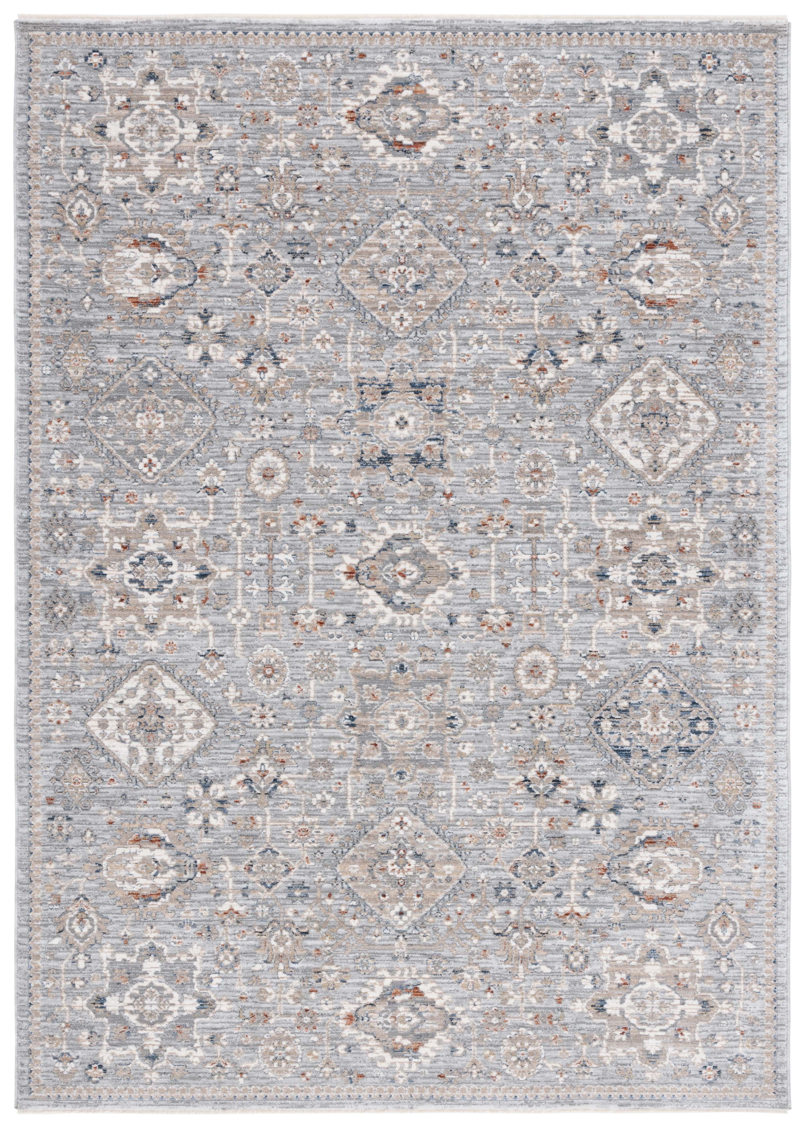 Harlow Light Grey and Blue 4' x 6' Rectangular Area Rug