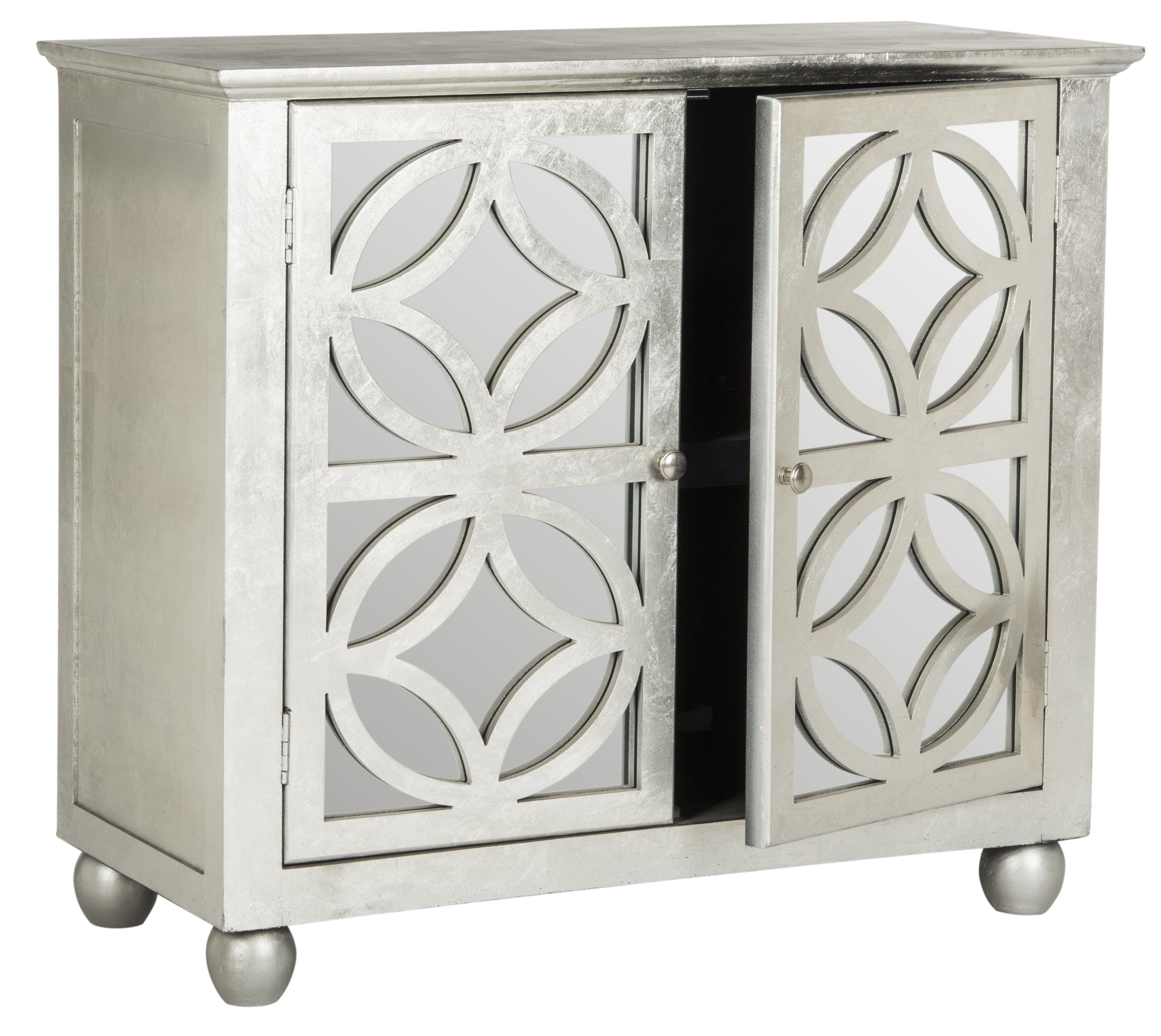 Havana Silver Leaf Transitional Storage Chest with Mirrored Doors