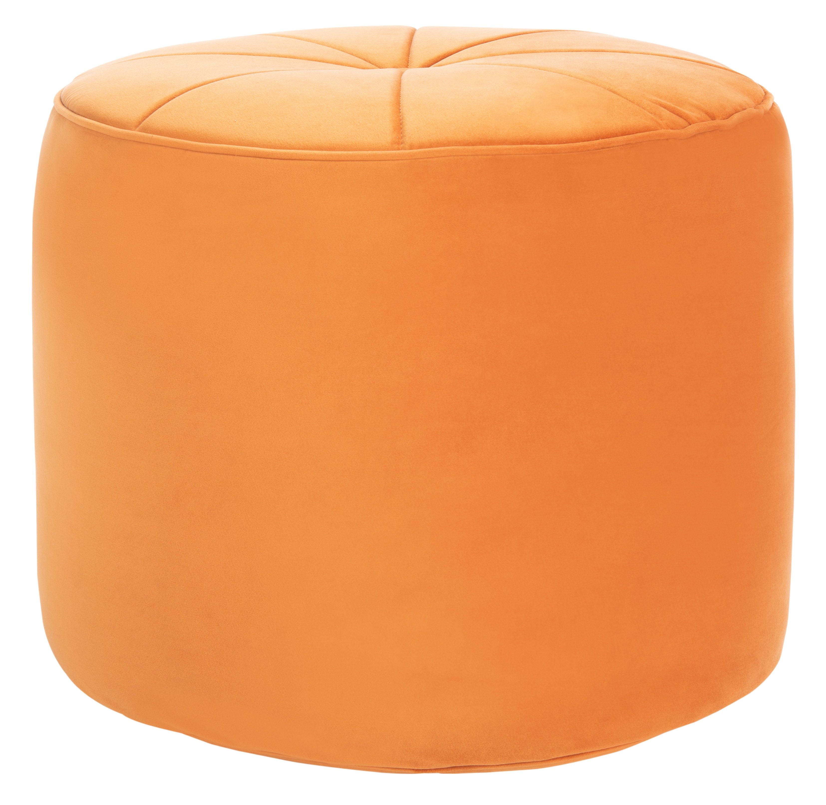 Warm Orange Velvet 21" Round Storage Ottoman