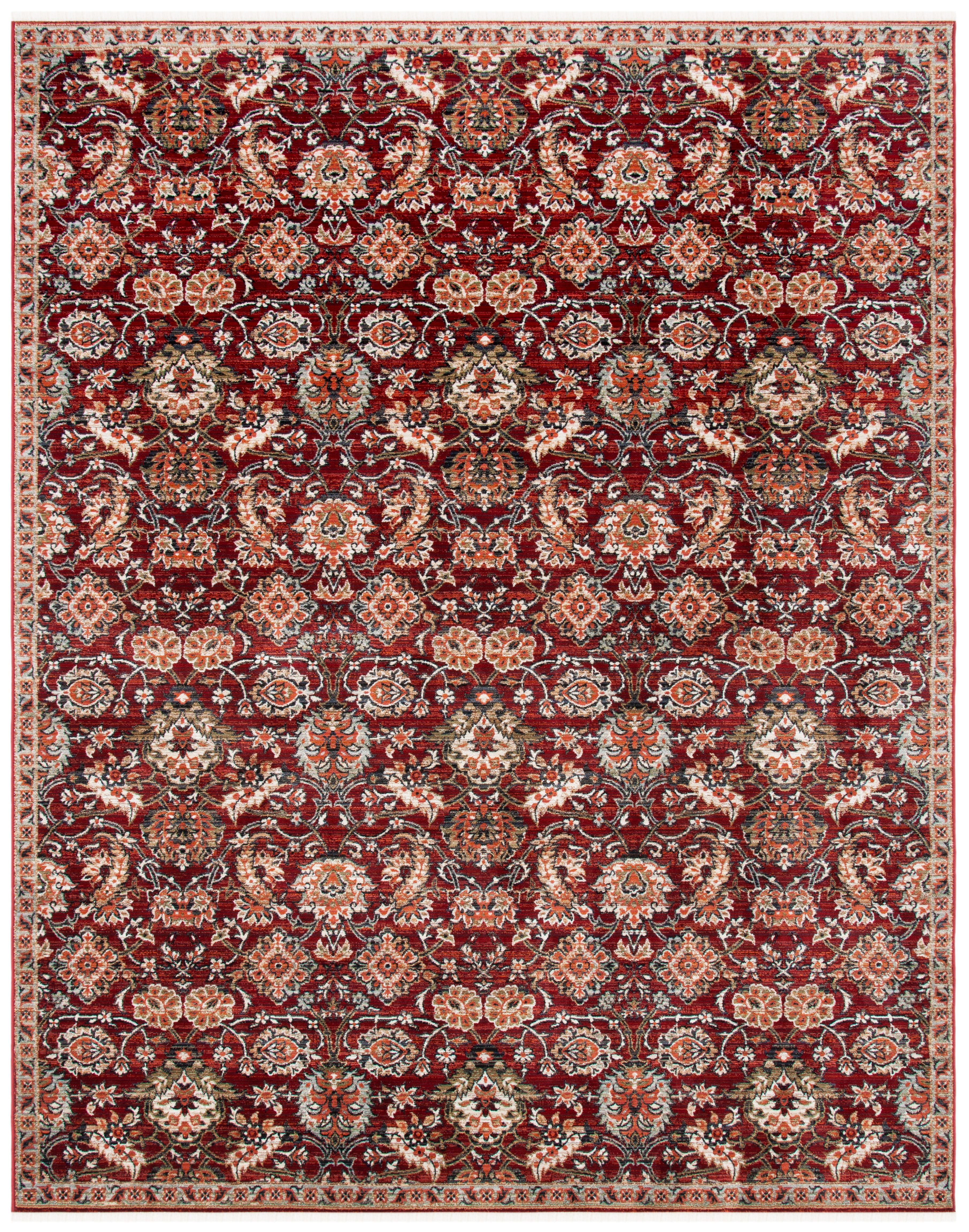 Rust and Ivory Oriental 9' x 12' Synthetic Area Rug