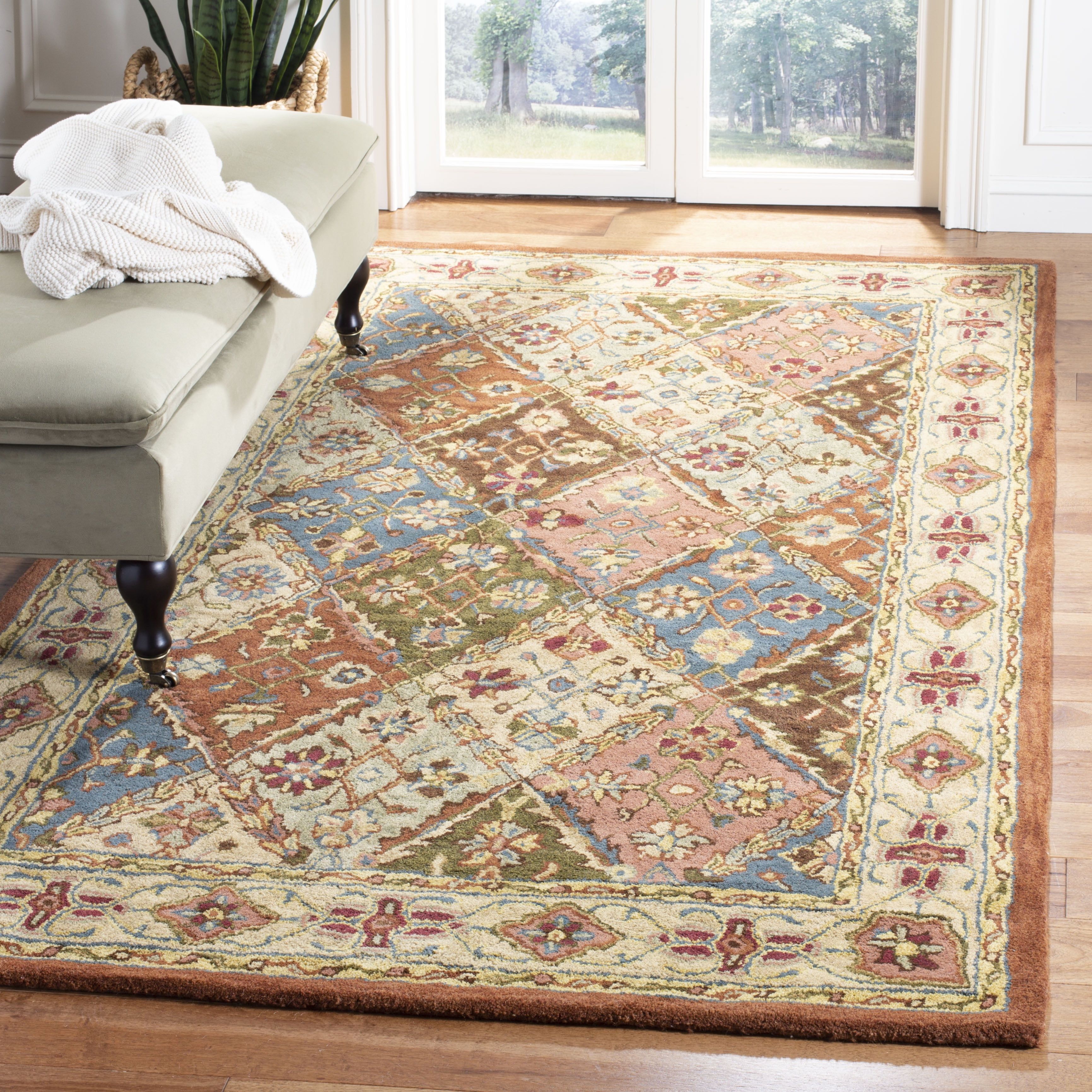 Hand-Tufted Beige Wool Traditional Square Area Rug