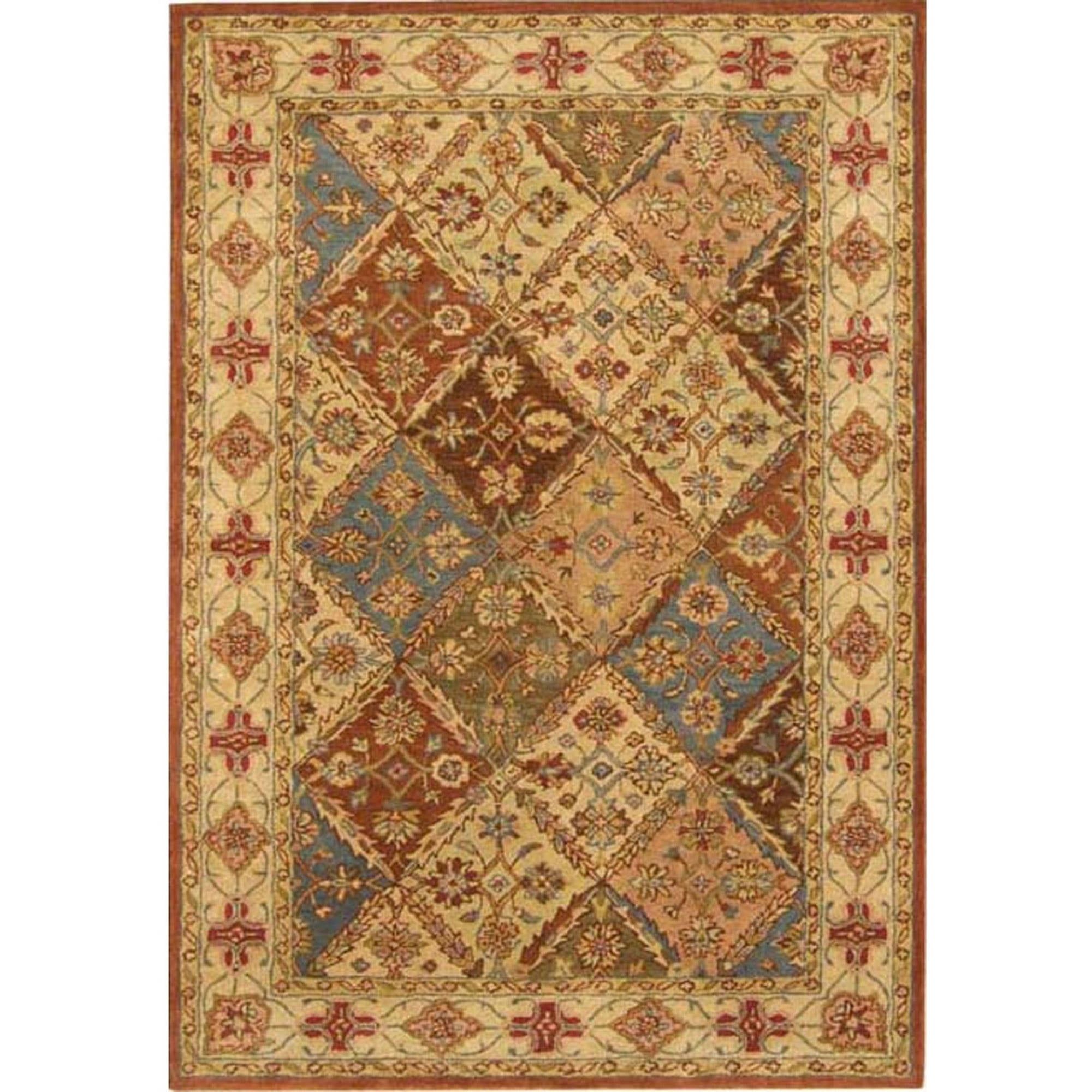 Handmade Beige Tufted Wool Rectangular Rug 4' x 6'