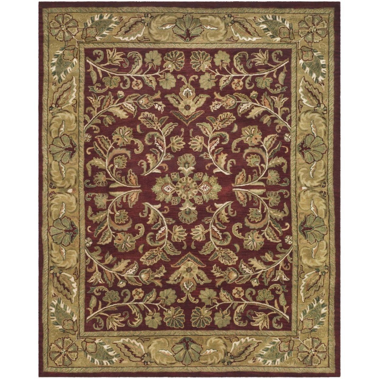 Hand-Tufted Red and Gold Wool 3' x 5' Area Rug