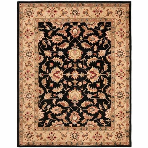 Black and Gold Rectangular Hand-Tufted Wool Area Rug