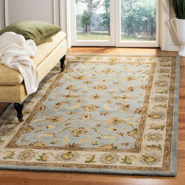 Heritage Elegance Light Blue Hand-Tufted Wool Area Rug