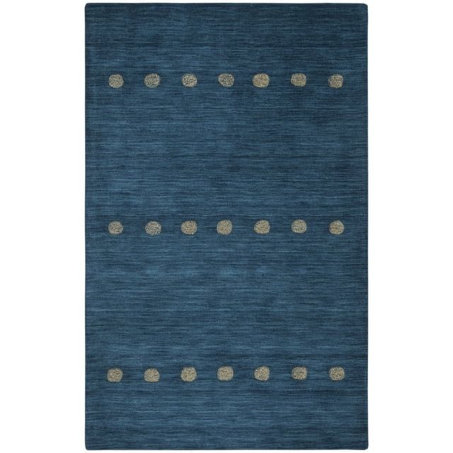 Blue and Beige Hand-Tufted Wool Square Area Rug, 6' x 6'