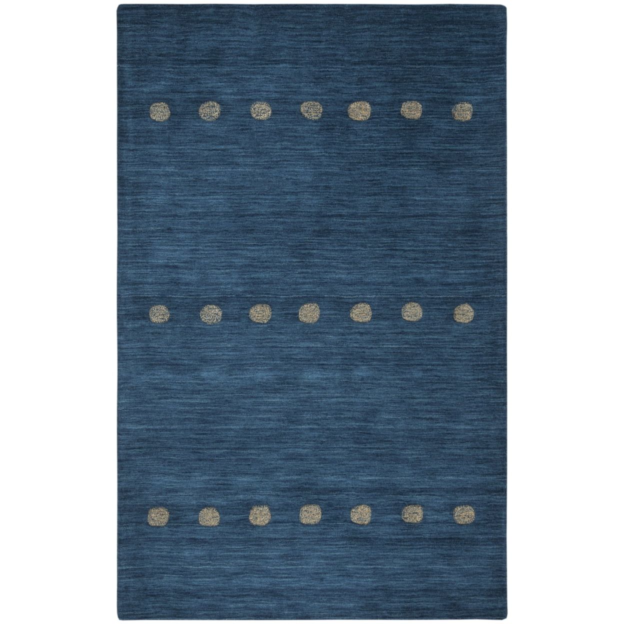 Blue and Beige Hand-Tufted Wool Square Area Rug, 6' x 6'