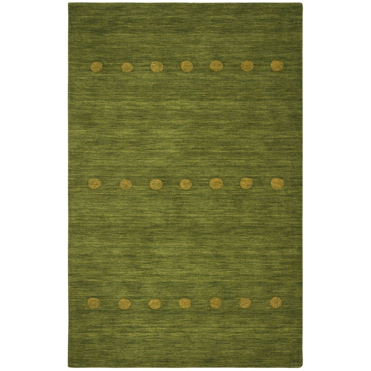 Hand-Tufted Green Wool Runner Rug with Gold Accents, 2'3" x 6'
