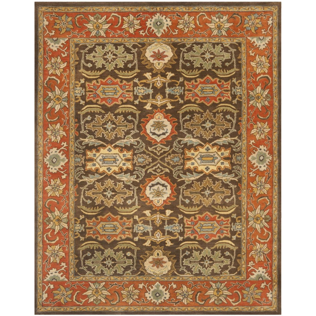 Handmade Chocolate and Tangerine Wool Tufted Area Rug, 4' x 6'