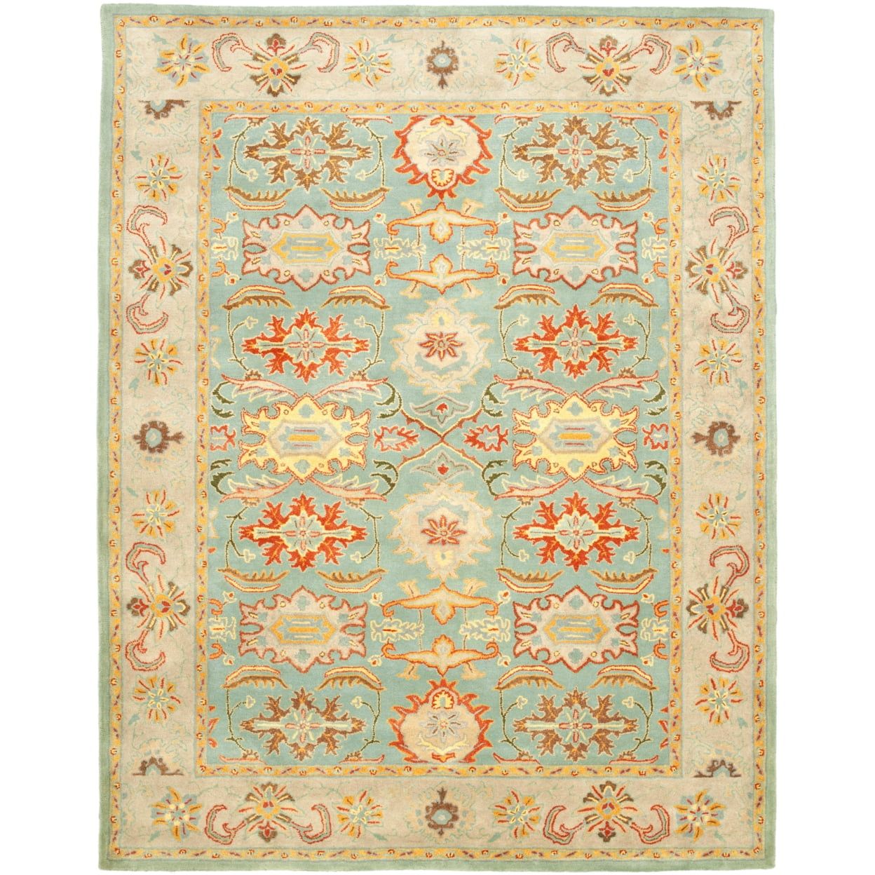 Hand-Tufted Heritage Elegance Wool Rug in Light Blue/Ivory, 11' x 17'