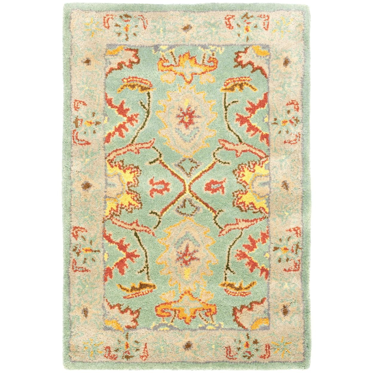 Elegant Heritage Light Blue & Ivory Hand-Tufted Wool Accent Rug - 2' x 3'