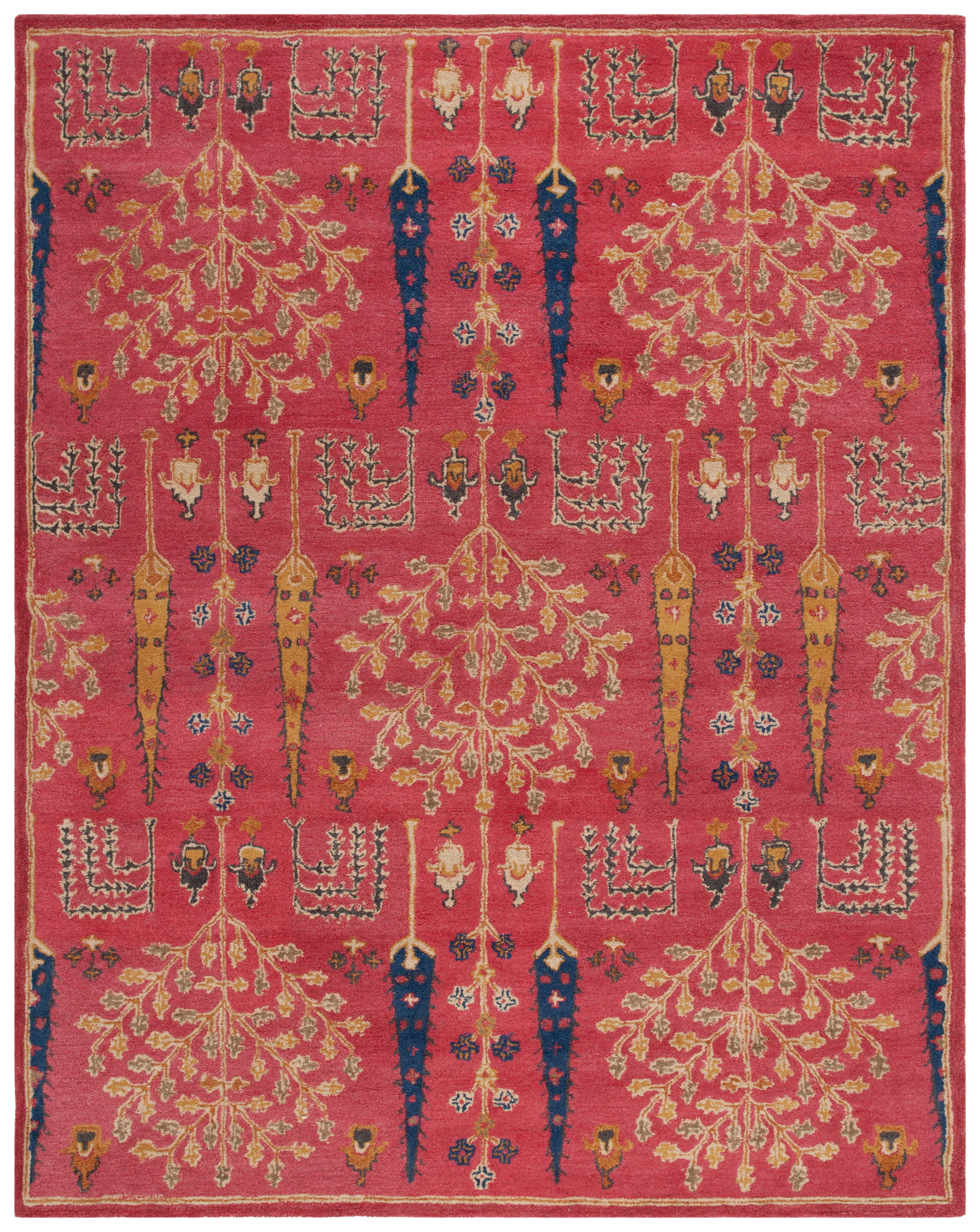 Handmade Red Wool Tufted Rectangular 9' x 12' Rug