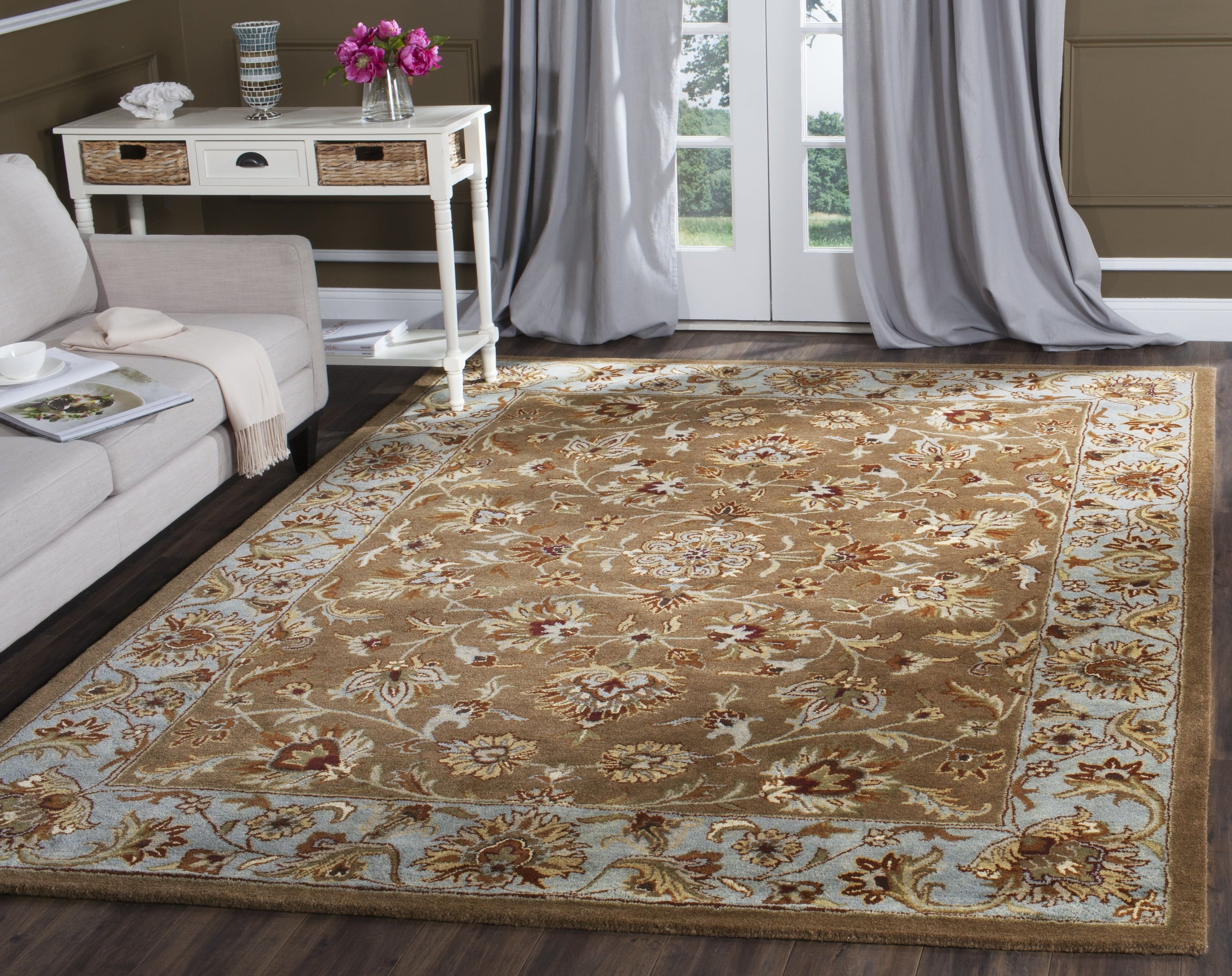 Handmade Blue Wool 6' x 6' Square Tufted Area Rug