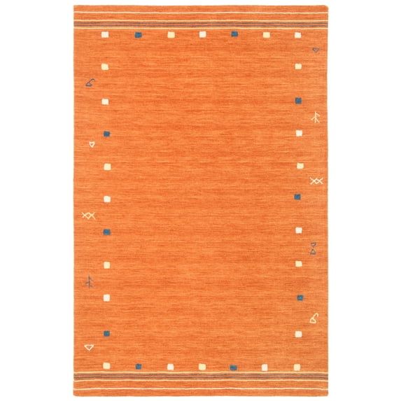 Handmade Tufted Wool Rectangular Rug in Orange and Blue, 9' x 12'