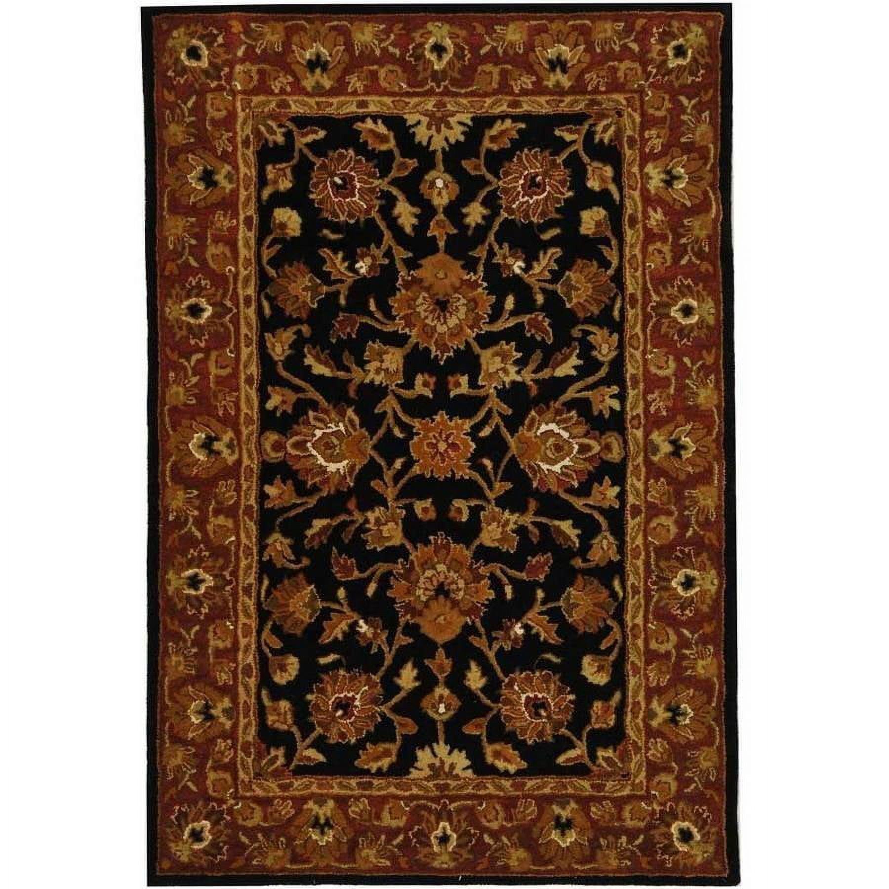 Handmade Tufted Black Wool Rectangular Area Rug 4' x 6'