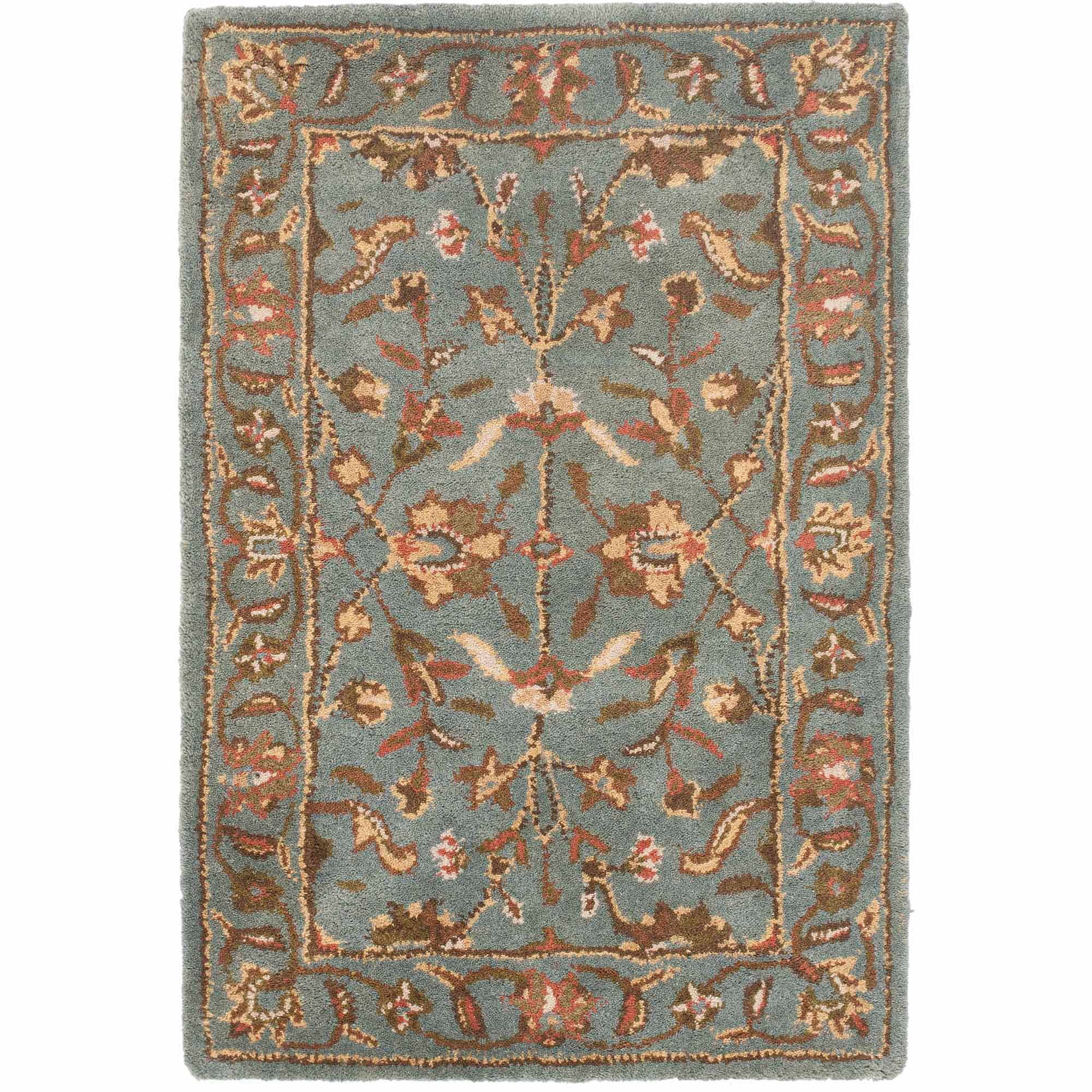 Elegant Heritage Hand-Tufted Blue Wool Rectangular Rug, 2'3" x 4'