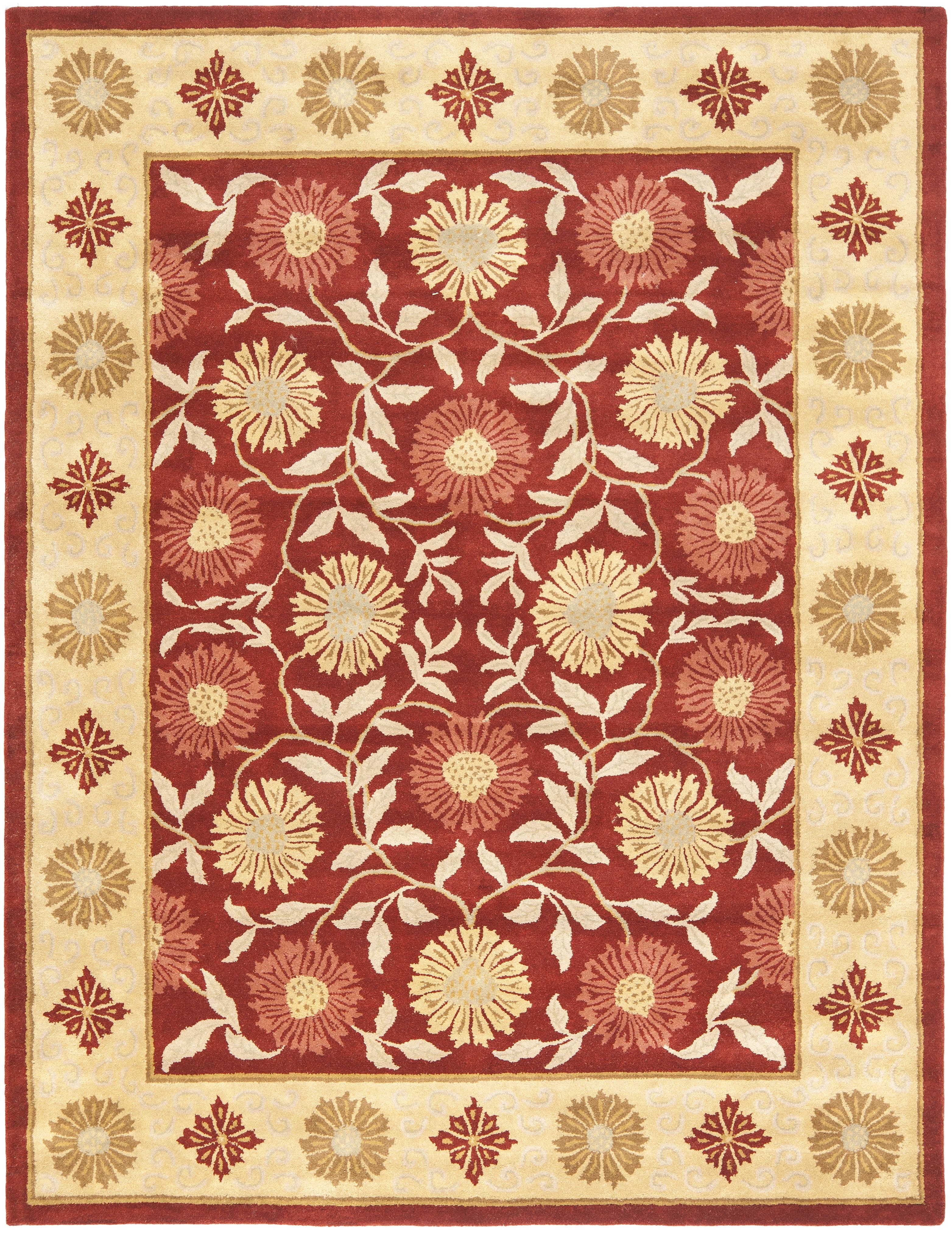 Heritage Hand-Tufted Round Wool Area Rug in Red and Beige, 9'6" x 13'6"