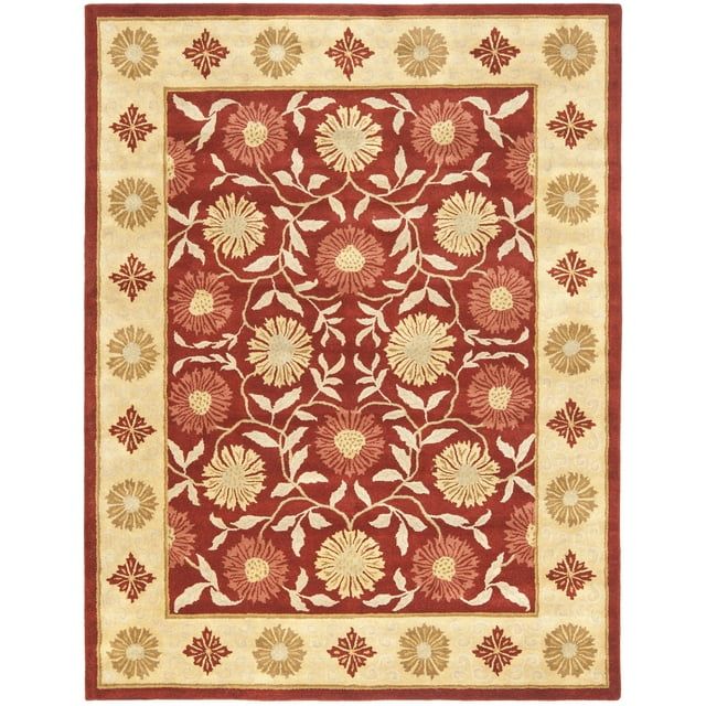 Heritage Hand-Tufted Round Wool Area Rug in Red and Beige, 9'6" x 13'6"