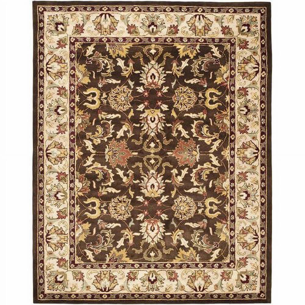 Handmade Tufted Wool and Cotton Rectangular Rug, Brown/Beige, 9'6" x 13'6"