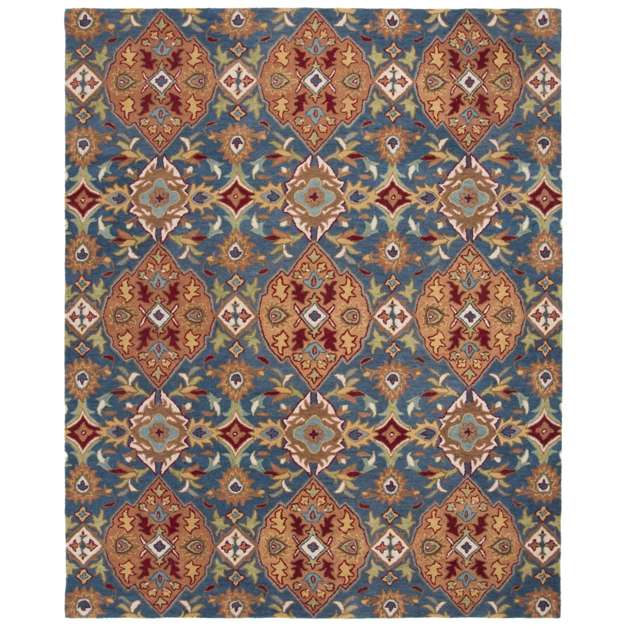 Heritage Hand-Tufted Blue and Camel Square Wool Accent Rug - 2' x 3'