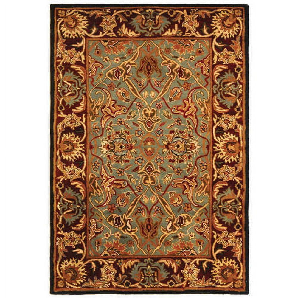 Hand-Tufted Red and Light Blue Wool 4' x 6' Area Rug