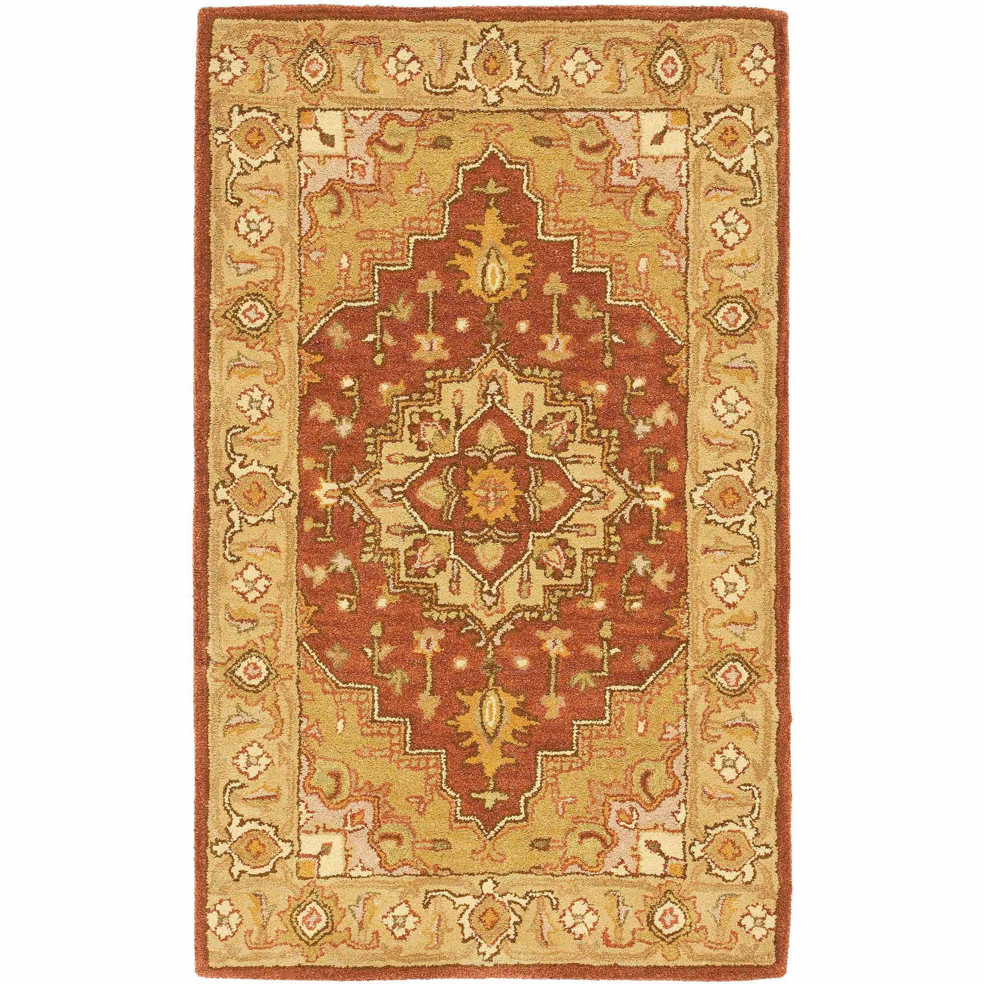 Rust and Gold Hand-Tufted Wool Area Rug 2'3" x 4'