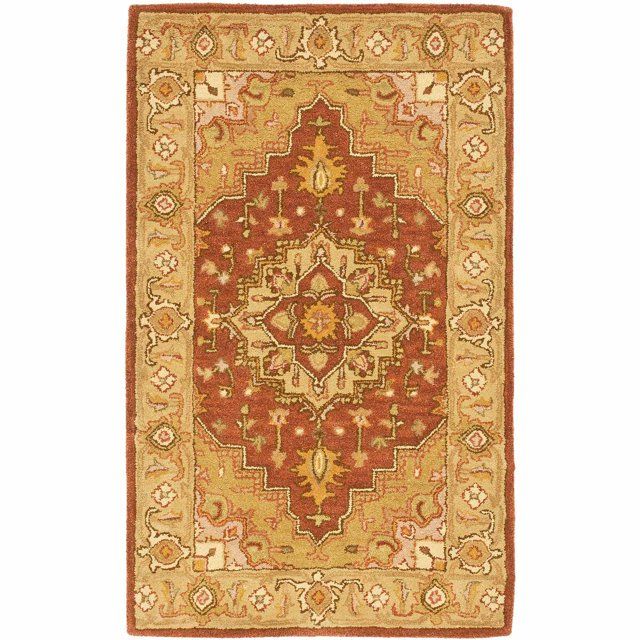 Rust and Gold Hand-Tufted Wool Area Rug 2'3" x 4'