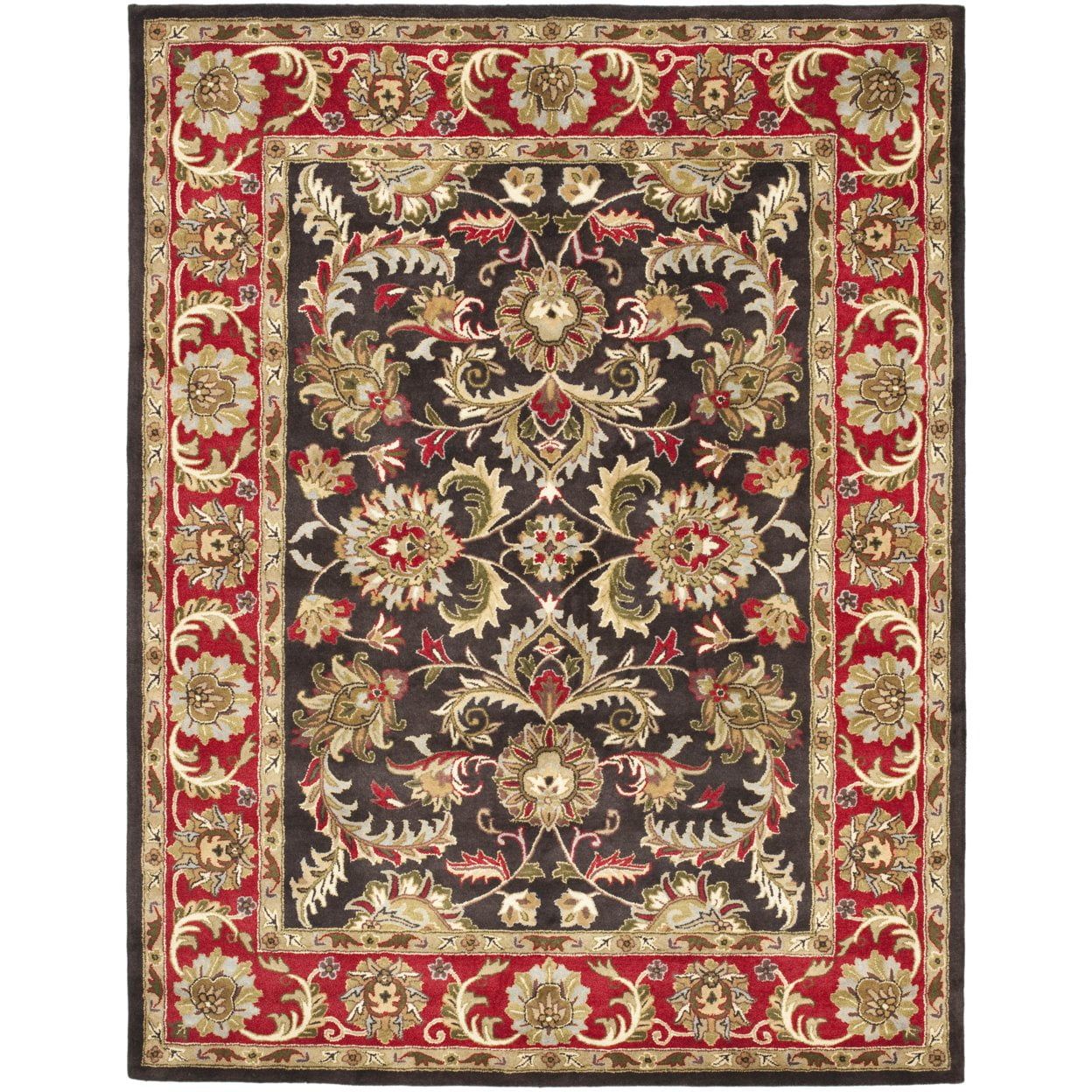 Hand-Tufted Red and Chocolate Wool Square Area Rug, 6' x 6'