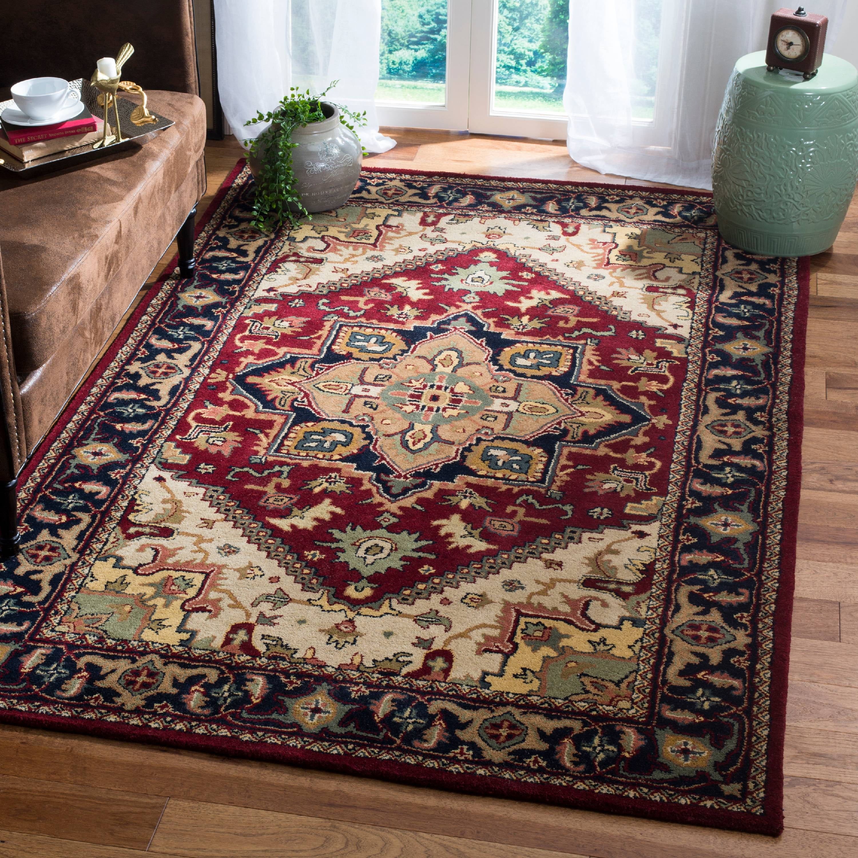 Luxurious Hand-Tufted Heritage Red Wool 11' x 15' Area Rug