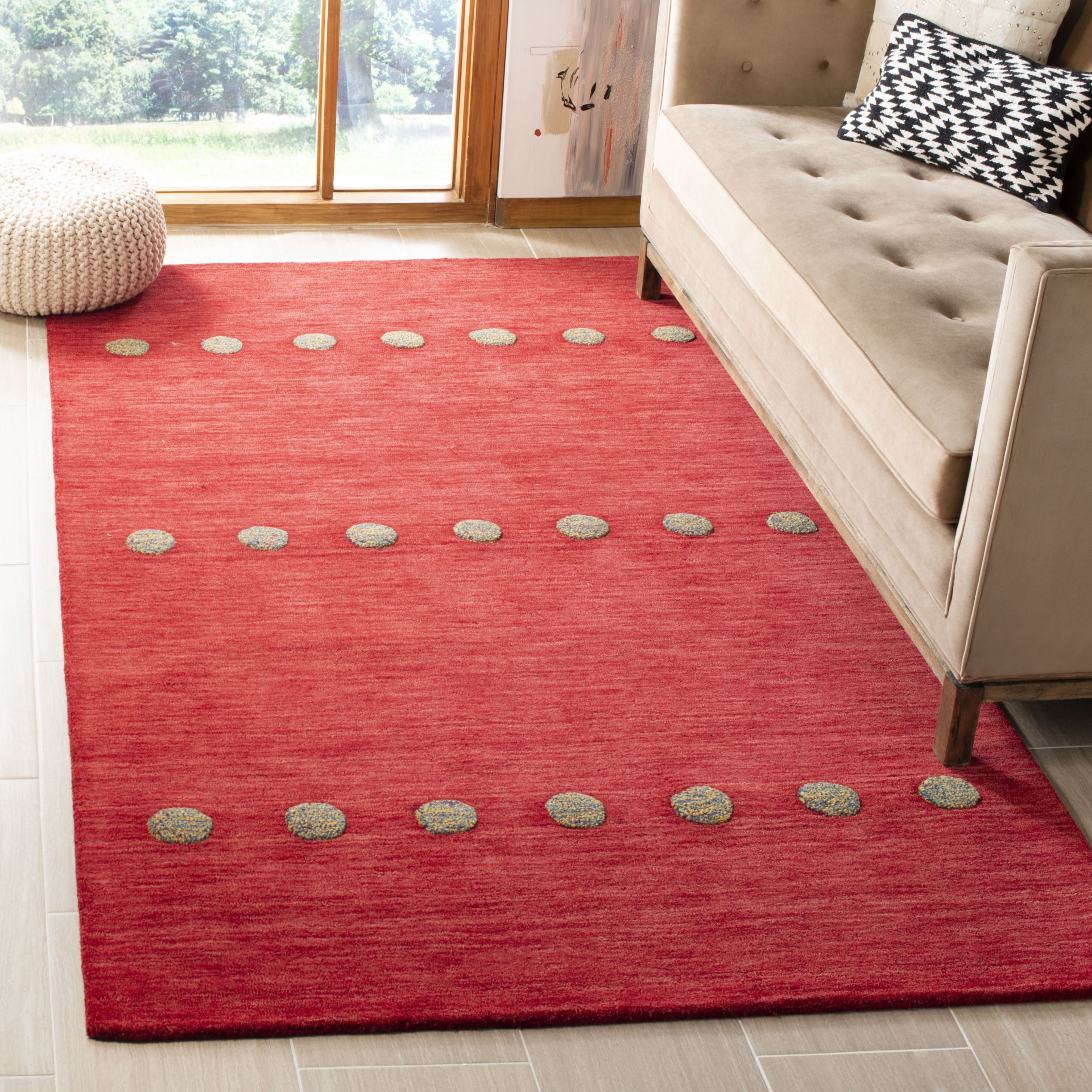 Handmade Red Wool 6' Square Reversible Tufted Area Rug