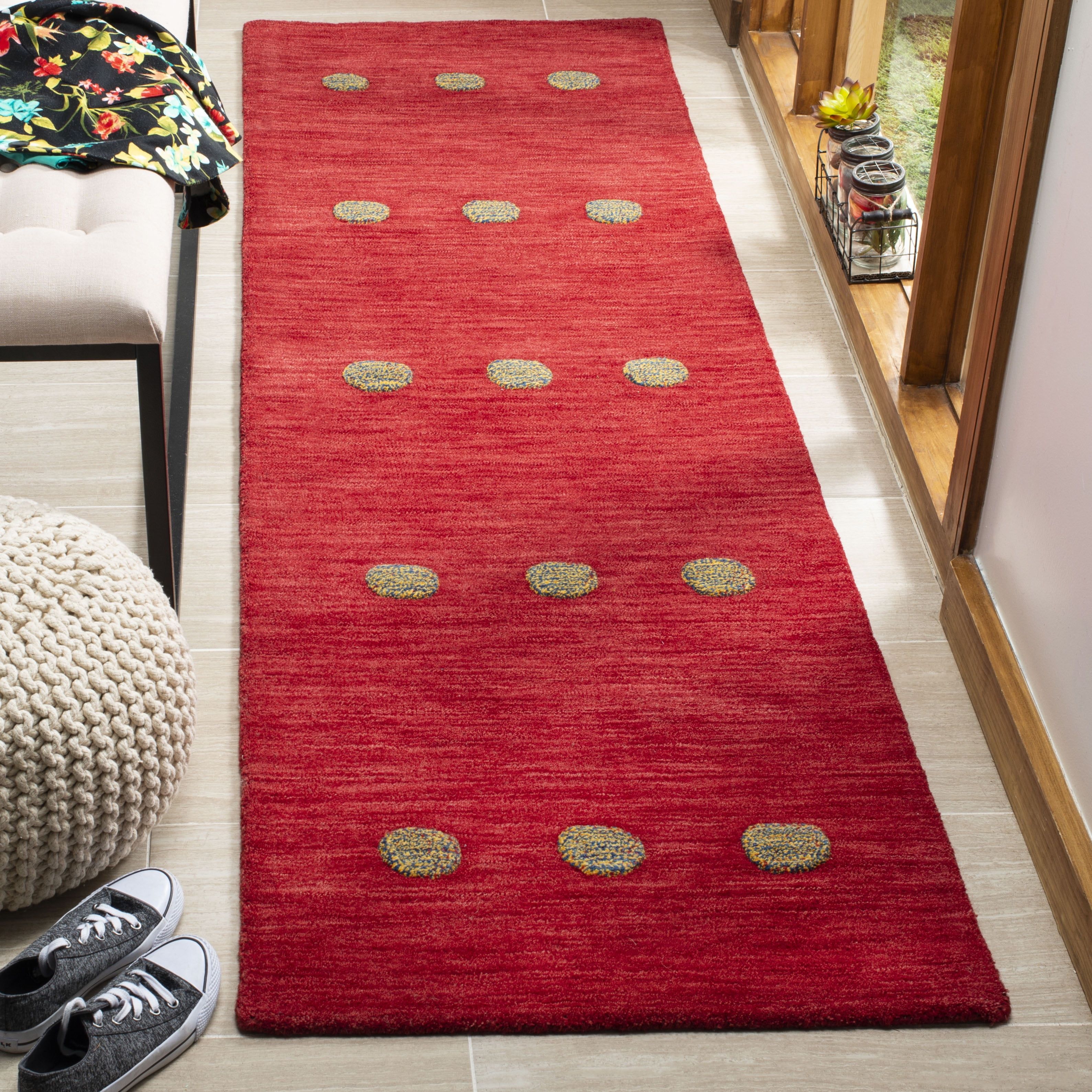 Himalaya Red Hand-Knotted Wool Runner Rug, 2'3" x 8'