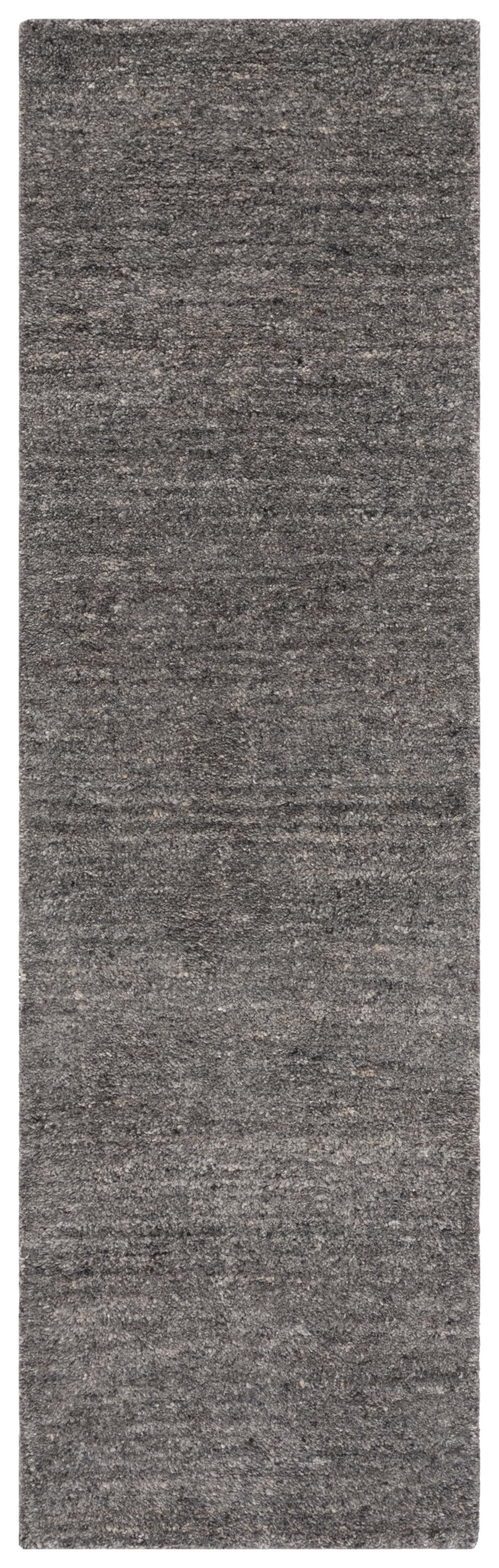 Gray Handmade Wool Runner Rug with Non-slip Tufted Design