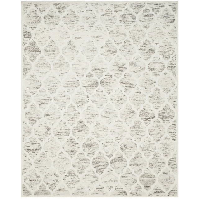 Handmade Grey and Ivory Wool Rectangular Rug, 2' x 3'