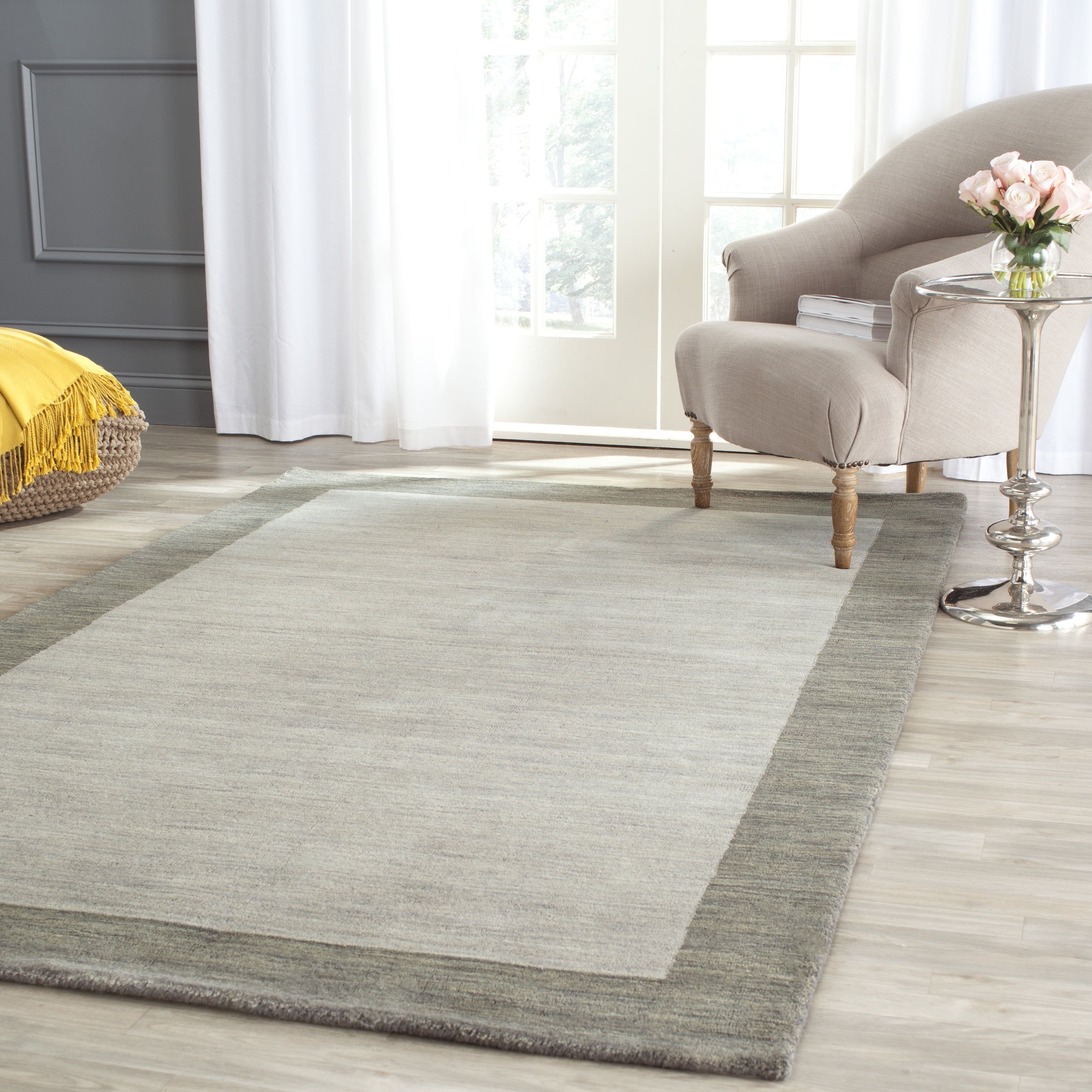 Heathered Gray Hand-Knotted Wool Rectangular Rug